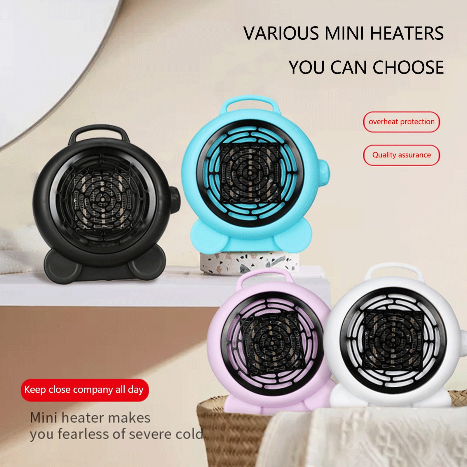 Wovilon 300W Mini Electric Fan Heater, Portable Desktop Space Heater for Indoor Use (Black, 6 in x 4 in x 4 in) 35ihv
