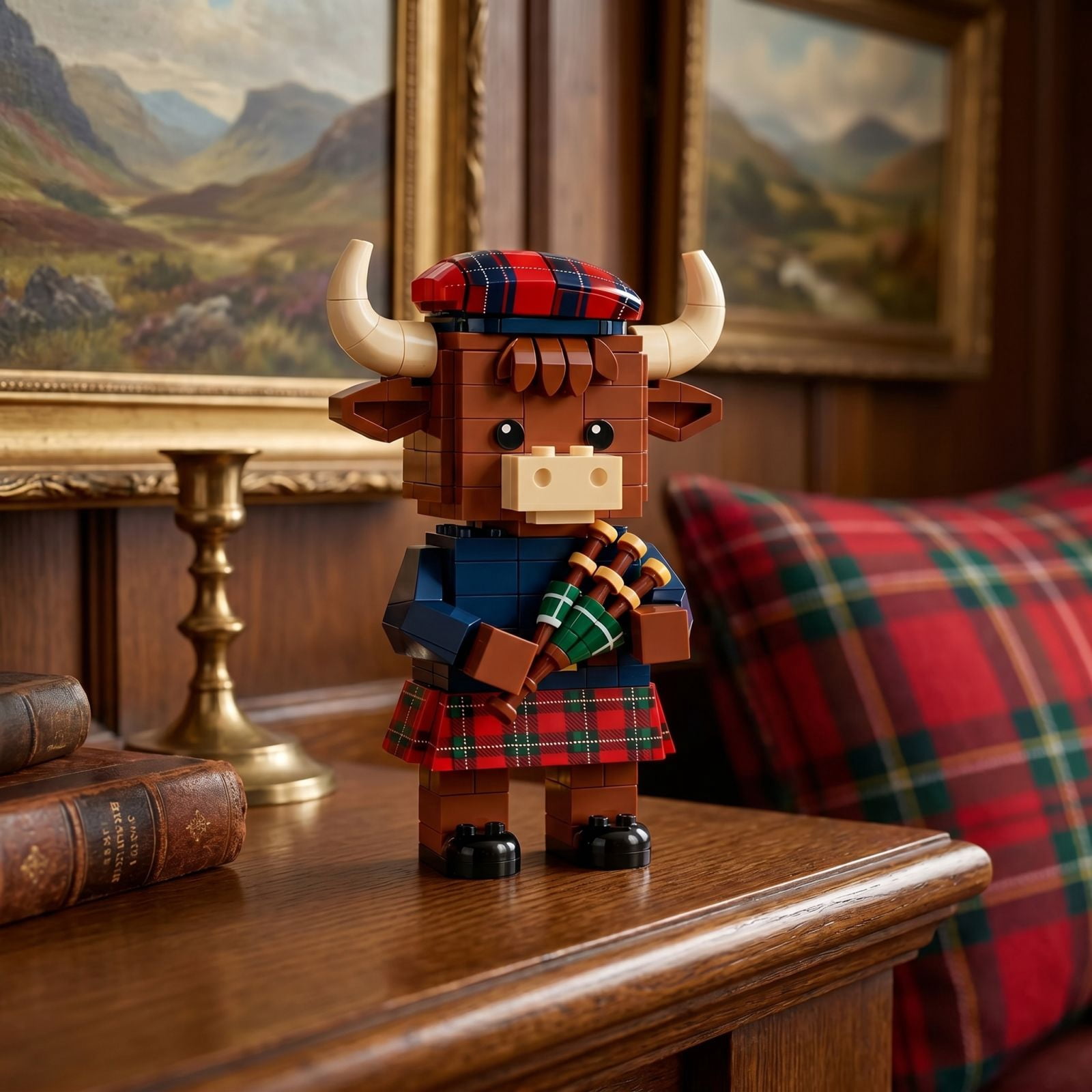 YGUO Highland Cow Building Blocks Set, Creative Scottish Animal Brick Model for Home Office Decor (241 Pieces, 4.8 in Height) lo5y0