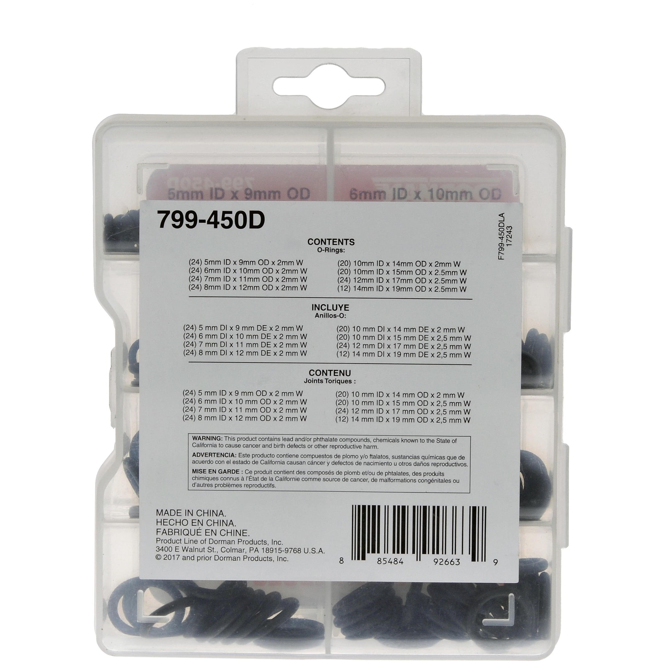 Dorman 799-450D O-Ring Assortment Kit, Automotive Rubber Seal Replacement (172 Piece Pack) 2s0k5