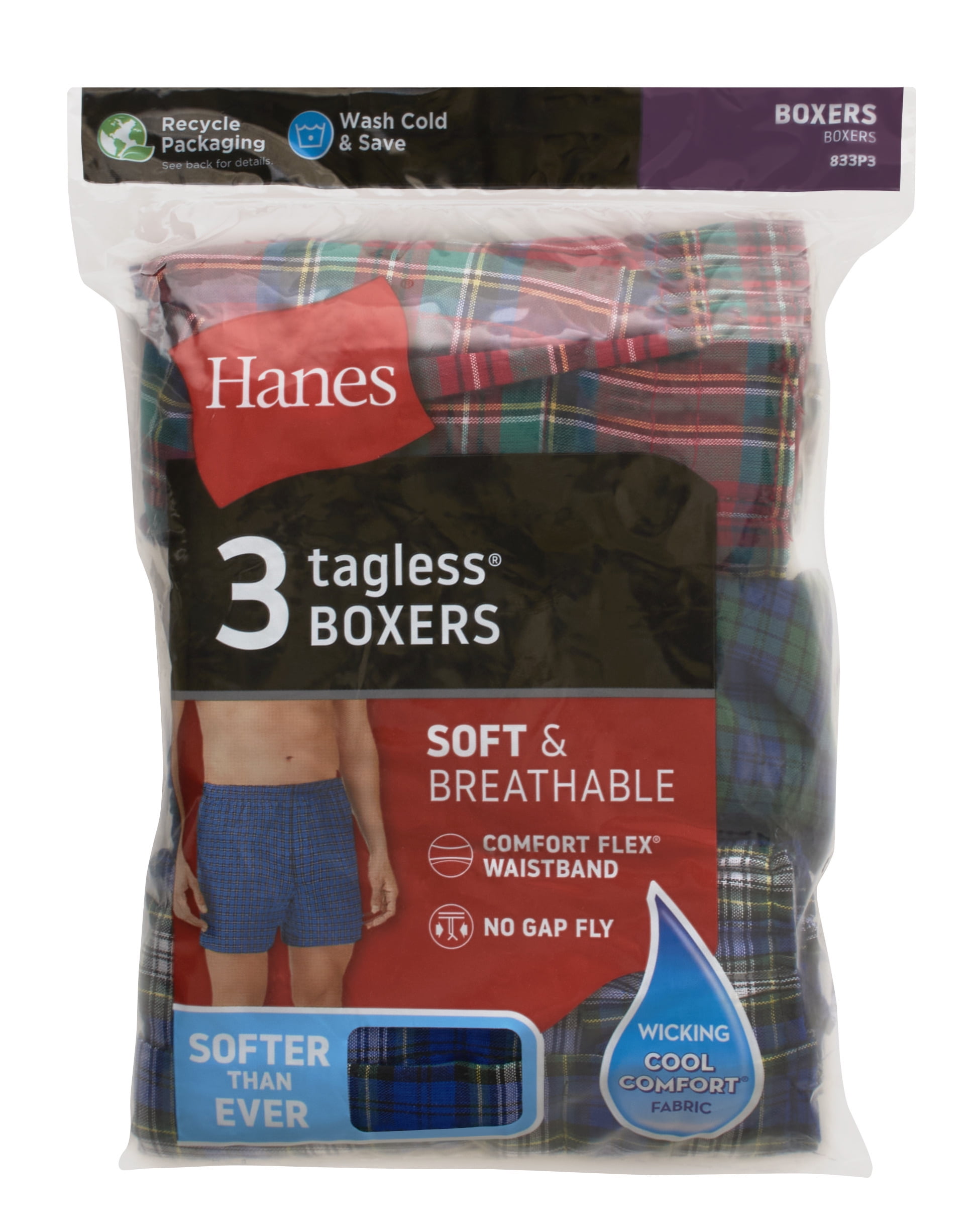 Hanes Men's Woven Boxers Moisture-Wicking Tagless Underwear (Beige, 3 Pack) 7is41
