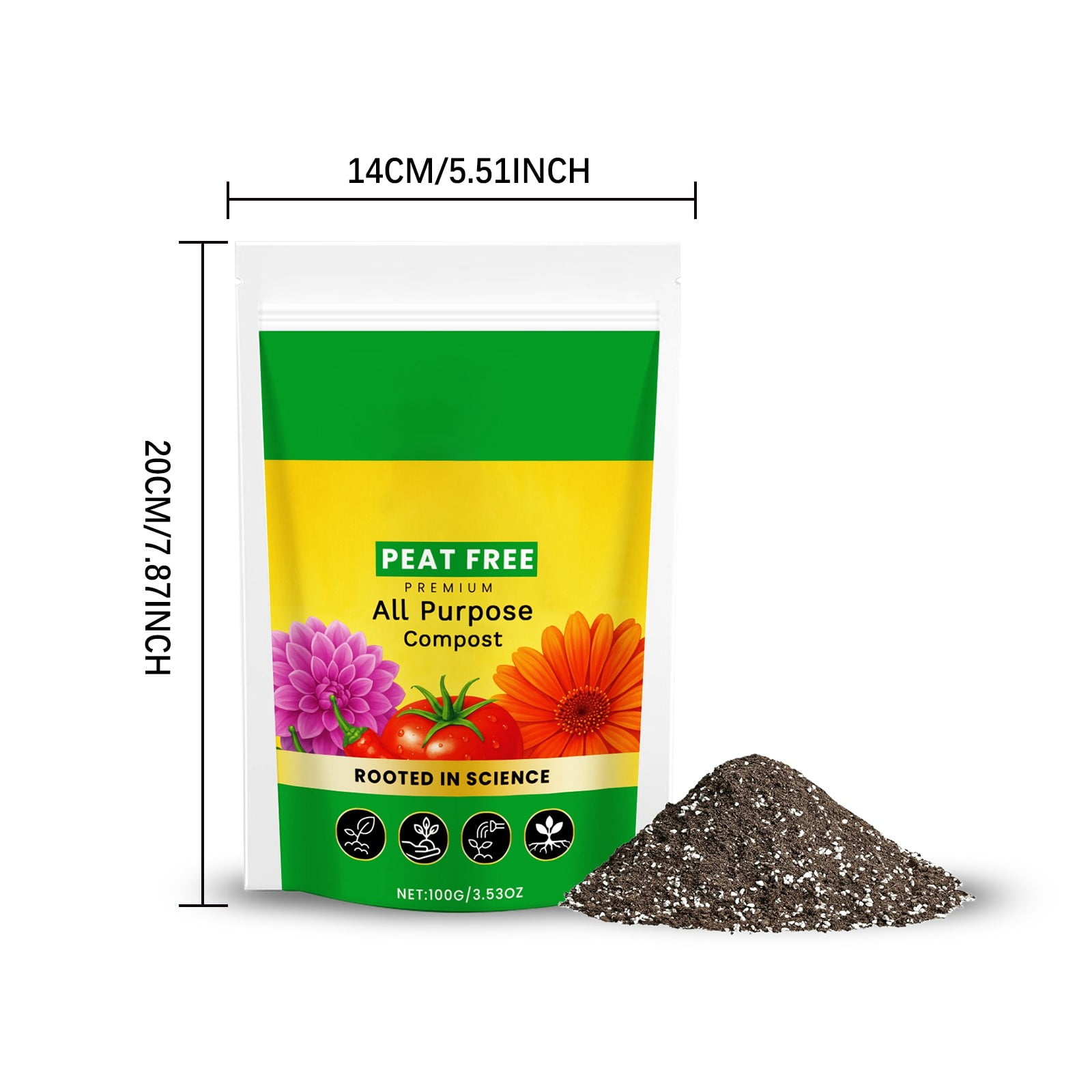 ROOTED IN SCIENCE Universal Potting Soil Mix for Indoor Plants and Succulents (Green, 8 lb) 95xre