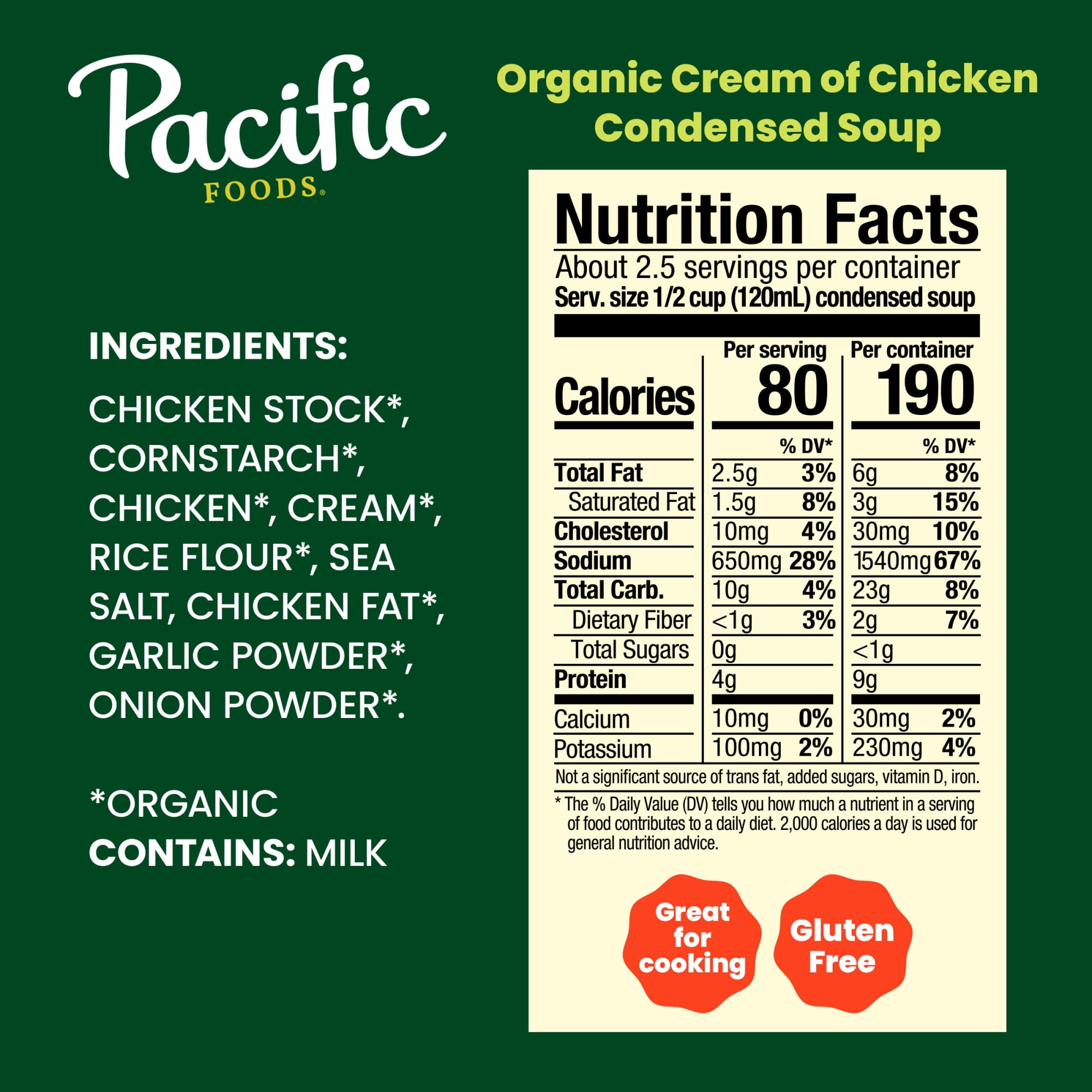 Pacific Foods Organic Cream of Chicken Soup, Savory Condensed Soup (10.5 oz) ym2m4
