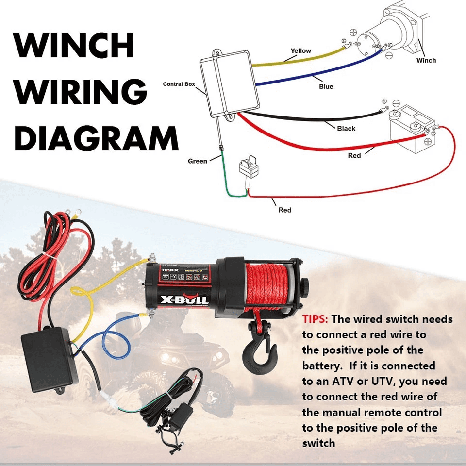 X-BULL Electric Winch 12V 3000 lb Synthetic Rope for ATV UTV Off-Road Recovery (3000 lb) fduv0