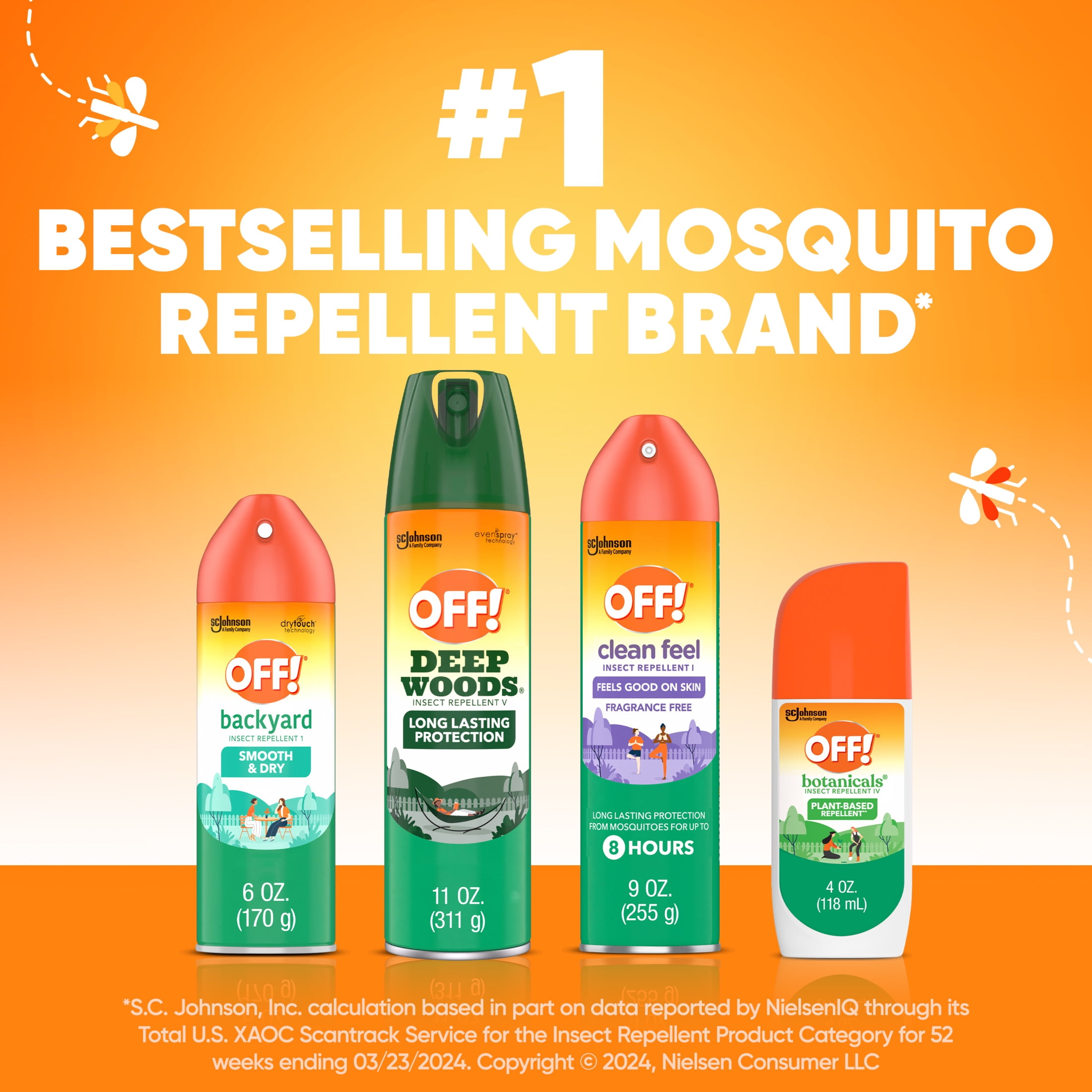 OFF! Backyard FamilyCare Smooth & Dry Mosquito Repellent, Non-Greasy Insect Spray (6 oz) 05vh6