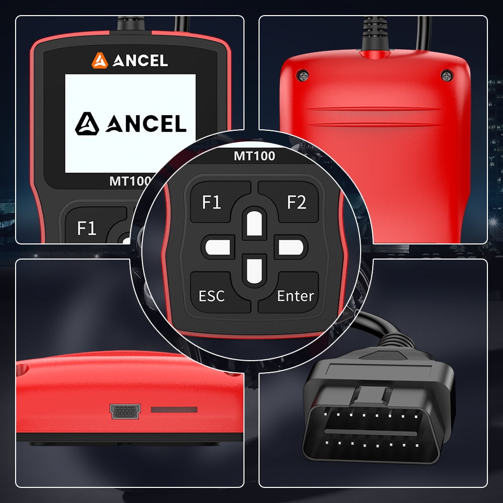 ANCEL MT100 Motorcycle Diagnostic Scan Tool OBD2 Code Reader (Clear, 1 Pack) q32gt