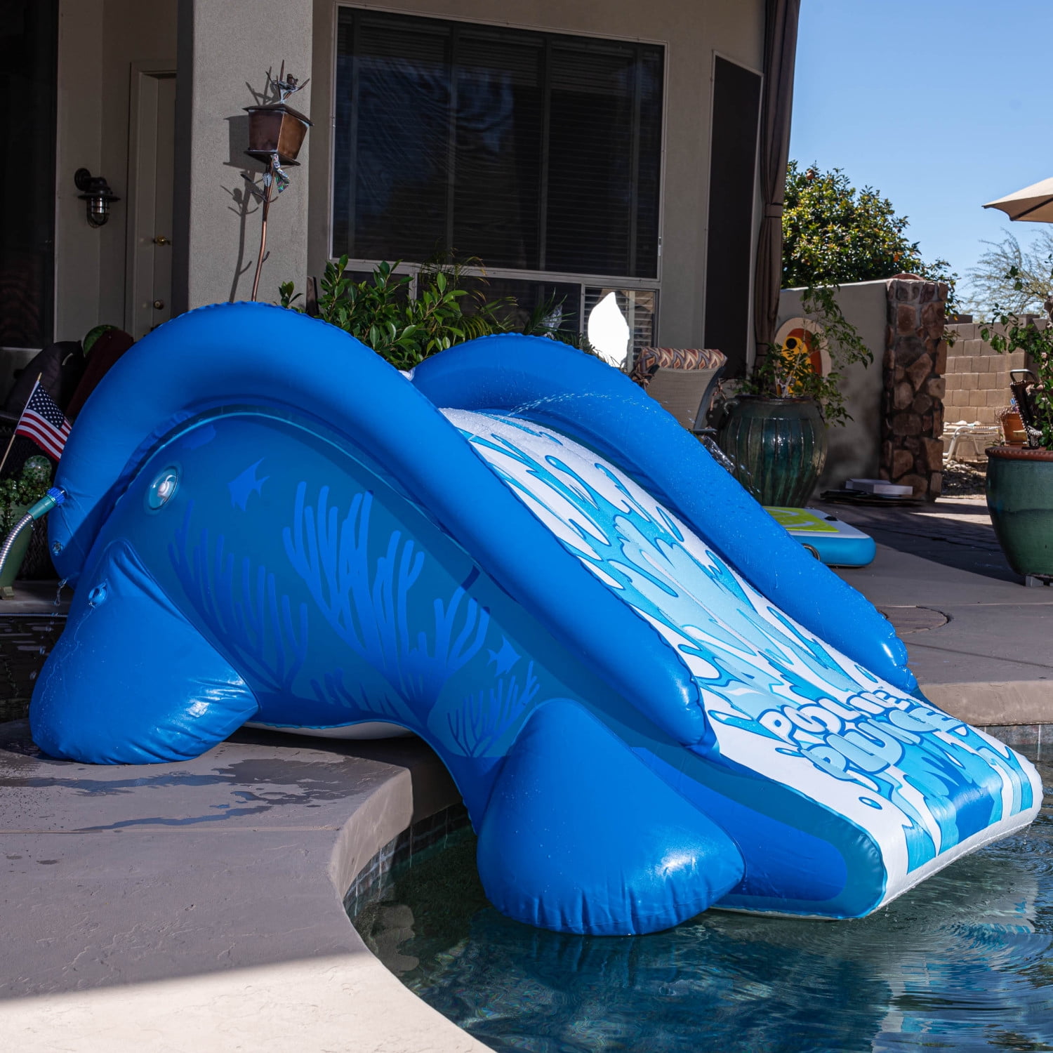 RAVE Sports Poolside Plunge Inflatable Water Slide for Swimming Pools (Blue, 67 in x 48 in x 33 in) g95lb
