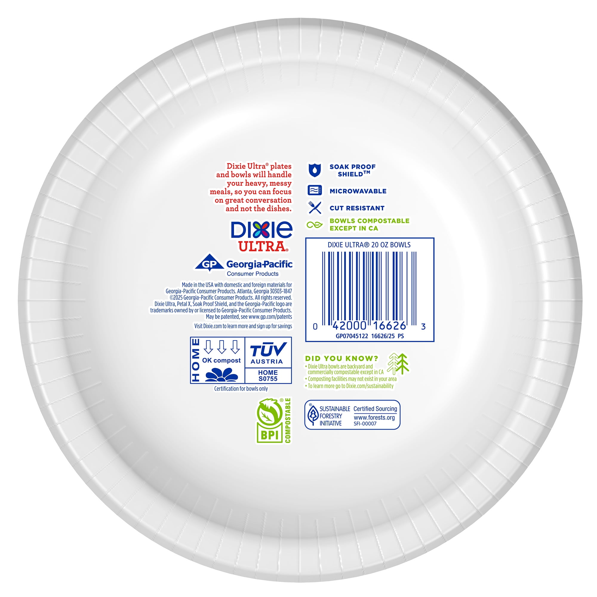 Dixie Ultra Disposable Paper Bowls, Heavy-Duty Soak Proof Dinnerware (Multi-Color, 20 oz, 25 Count) j93oc