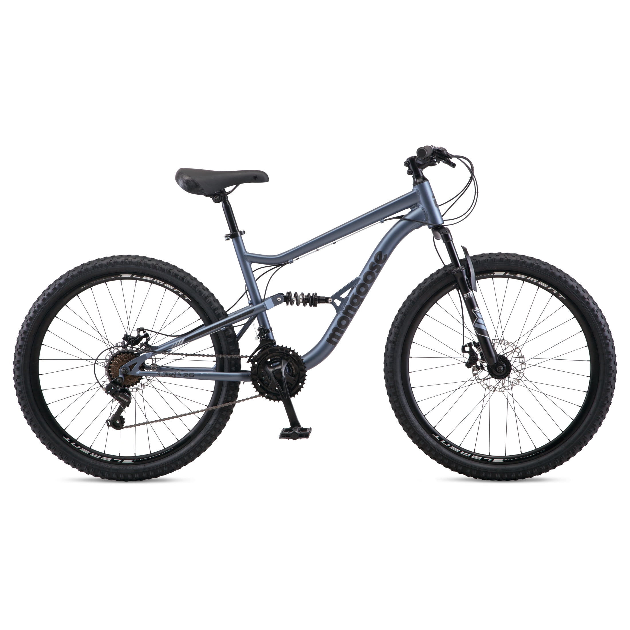 Mongoose Status Dual Suspension Mountain Bike (Slate Blue, 26 in Wheels) zov0y
