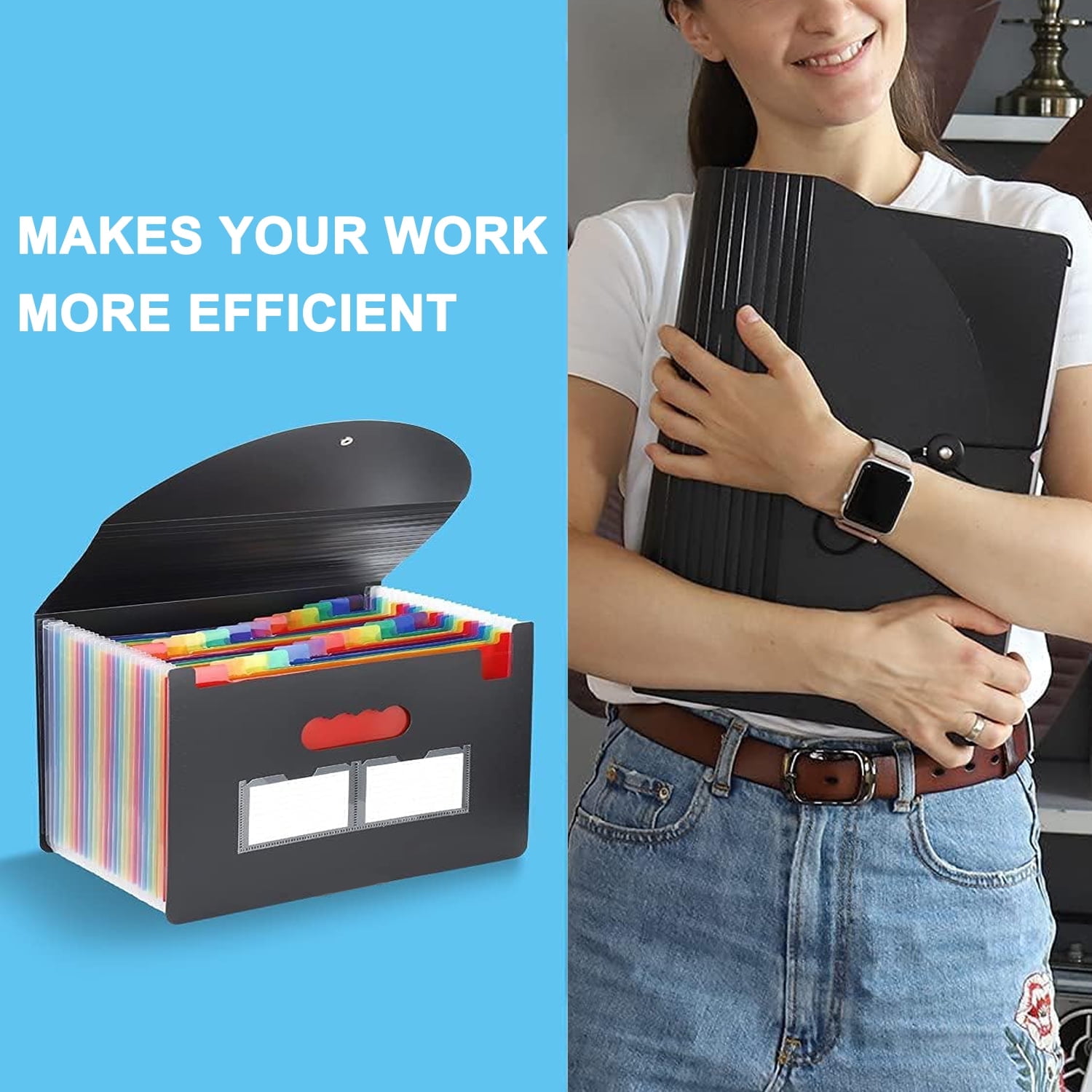 PHANCIR 24-Pocket Expanding File Organizer with A-Z and Month Tabs (Multicolor, 13 in x 9 in) c94c2