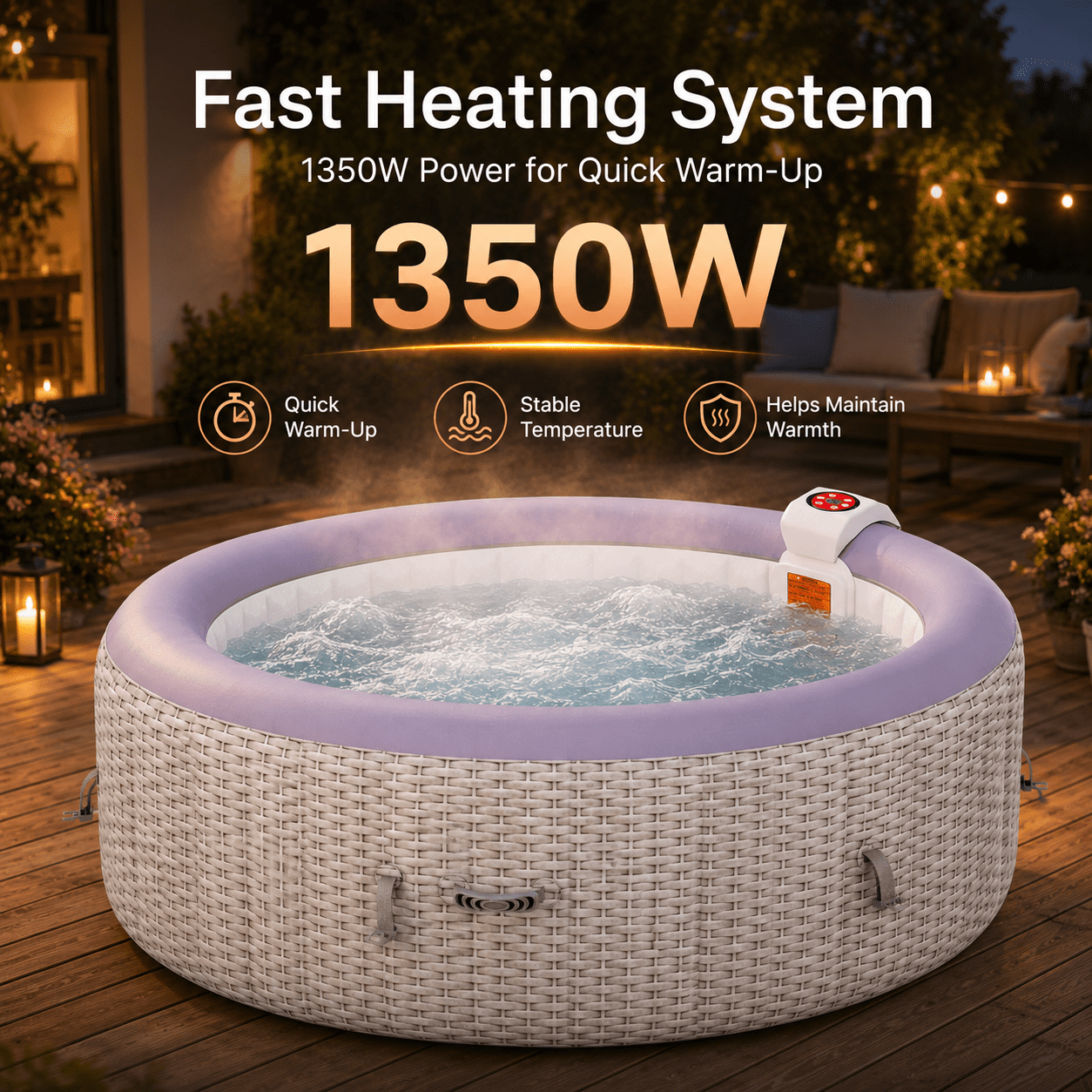 Segmart Inflatable Hot Tub Portable Outdoor Spa with 110 Bubble Jets and Heating System (2-4 Person, 221 gal) 8bsrw