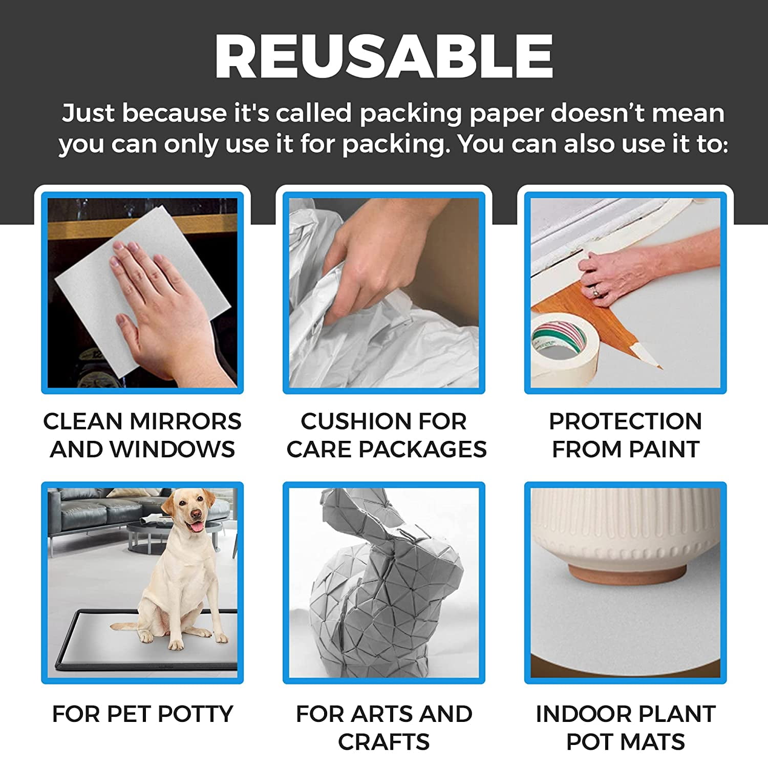 Bryco Goods Packing Paper Sheets for Moving, Protective Newsprint Wrap for Glassware and Fragile Items (White, 640 Sheets, 27 in x 17 in) rduwg