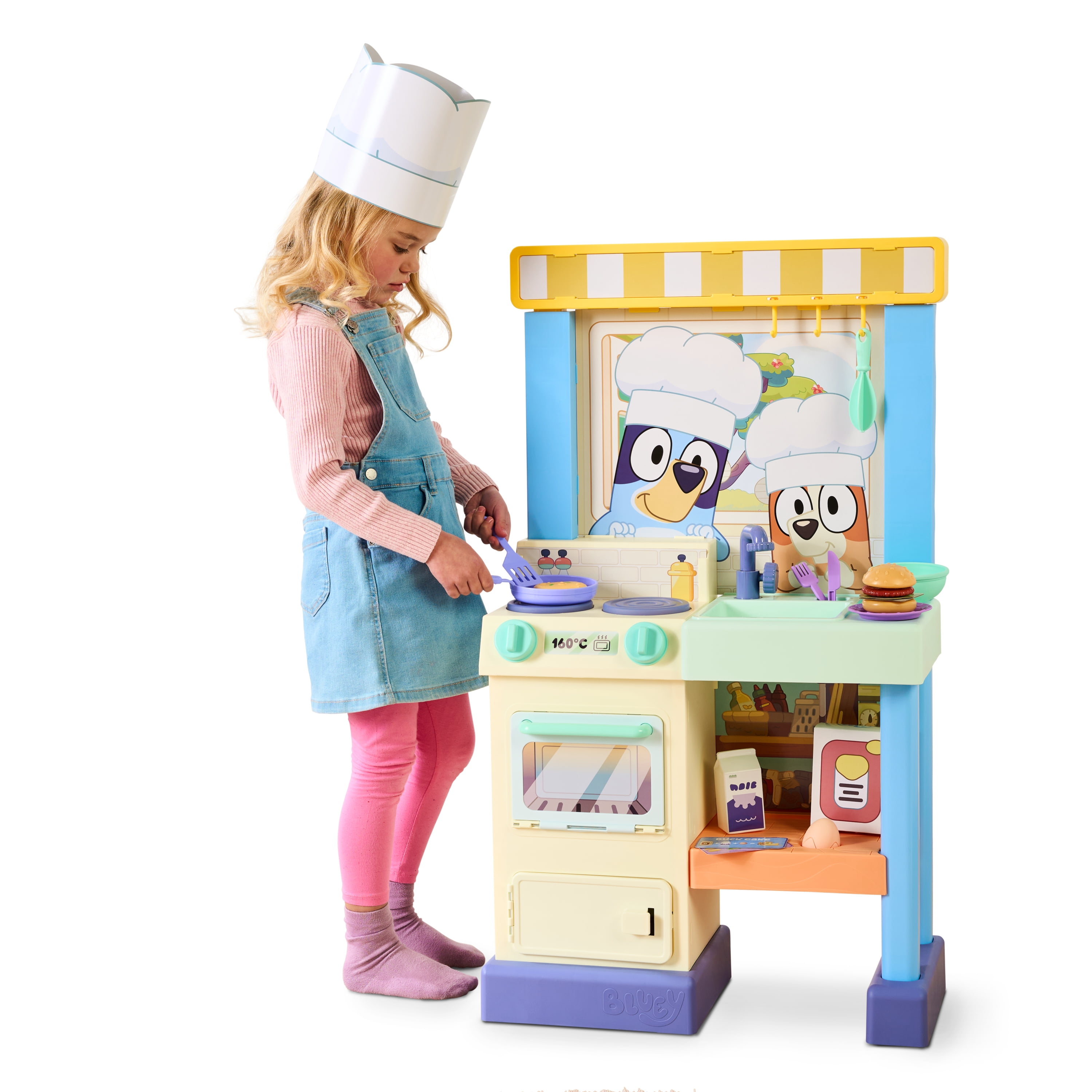 Bluey Cook & Clean Kitchen Playset with Interactive Lights and Sounds (Blue, 3 ft) ggnqk