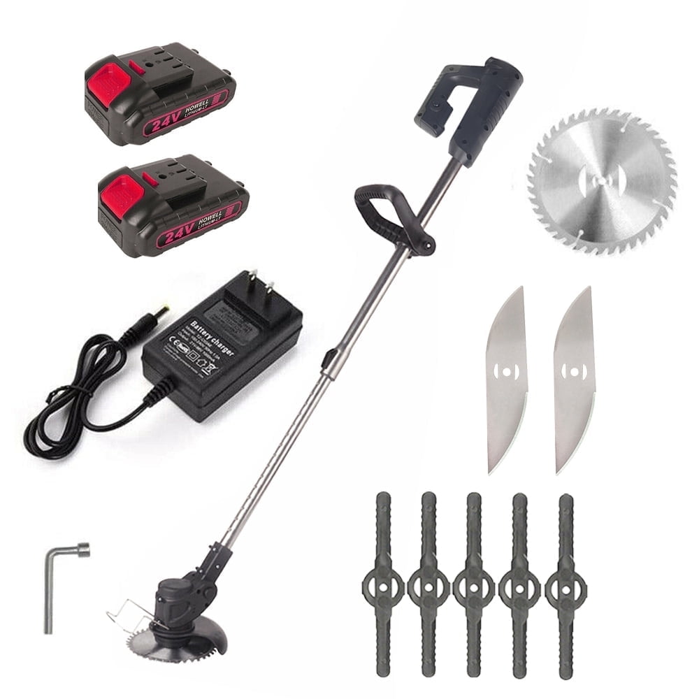 Paddsun Electric Cordless Grass String Trimmer and Lawn Edger with 24V Battery (24V, 2-Pack Battery) 2c9ef
