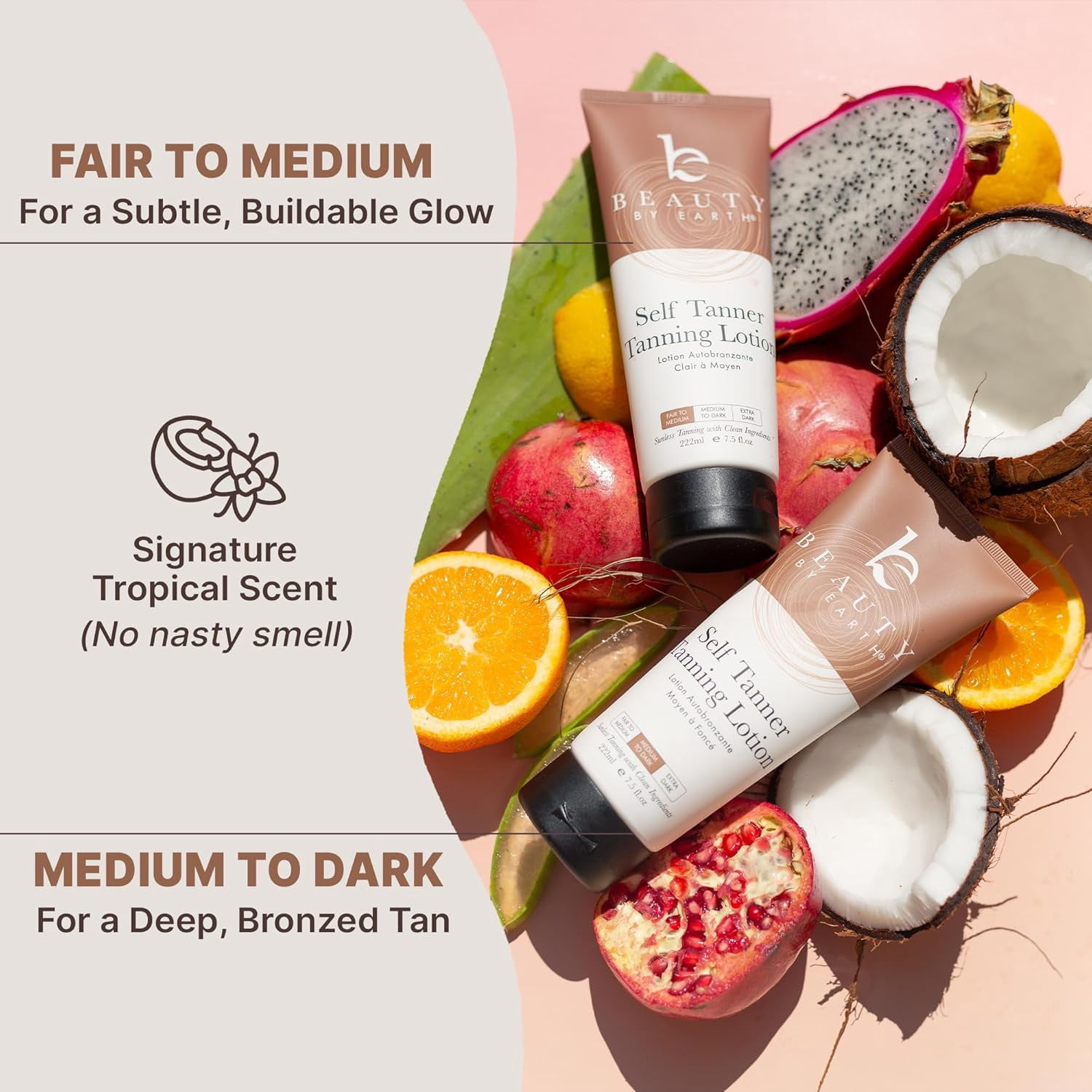 Beauty by Earth Self Tanner Lotion, Organic Sunless Tanning Bronzer for Natural Glow (Medium, 7.5 fl oz) wmckq