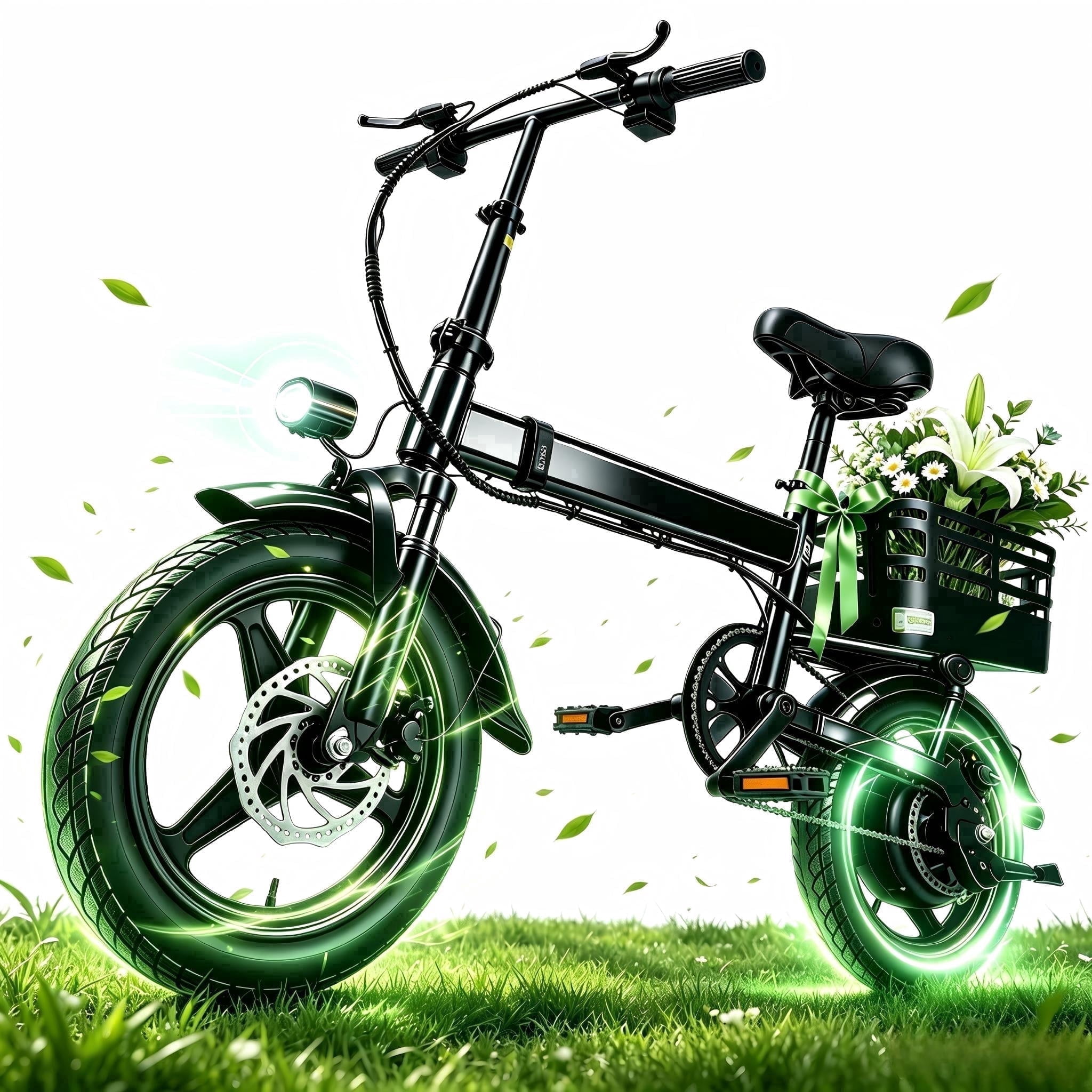 XKJQTA Electric Bike for Adults, 500W Folding E-Bike with Removable Battery, Commuter Bicycle (14 in) vzu93