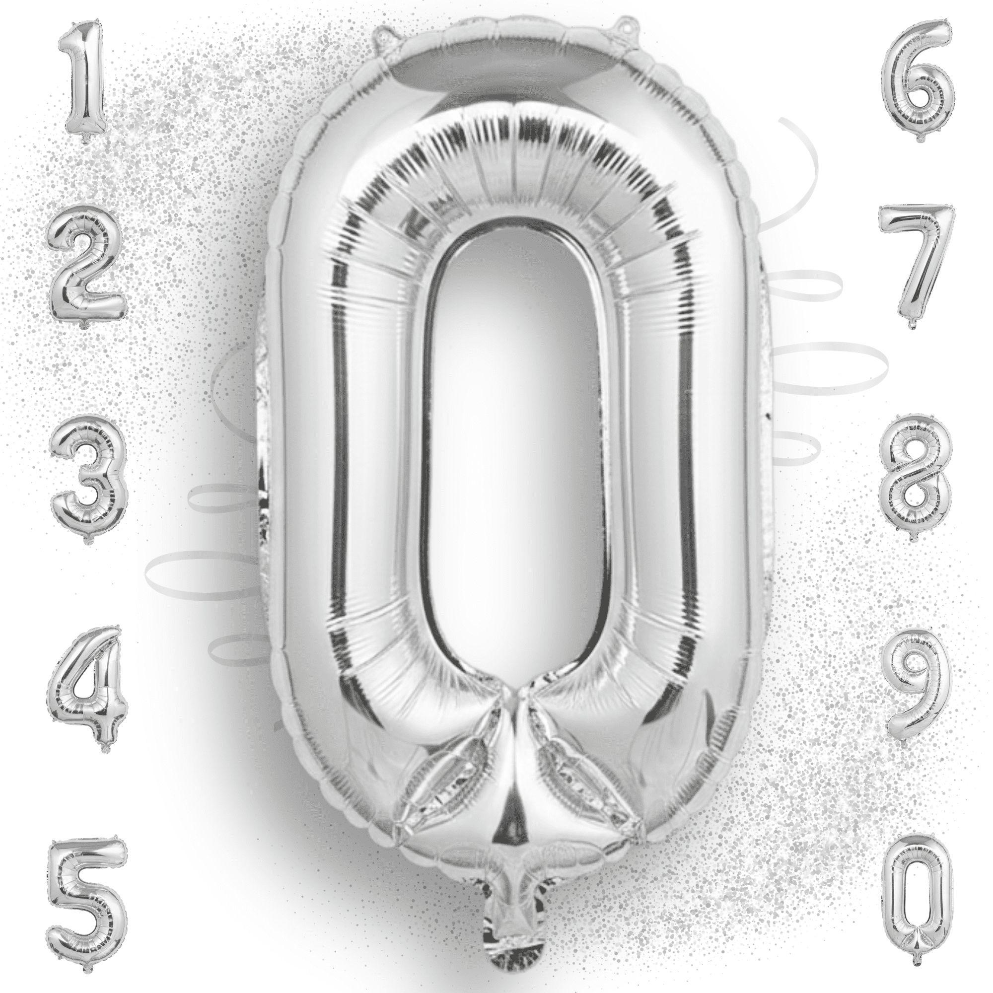 PARTY BALLOONS DELIVERY Number 0 Mylar Foil Balloon Metallic Party Decoration (Silver, 32 in) f15vt