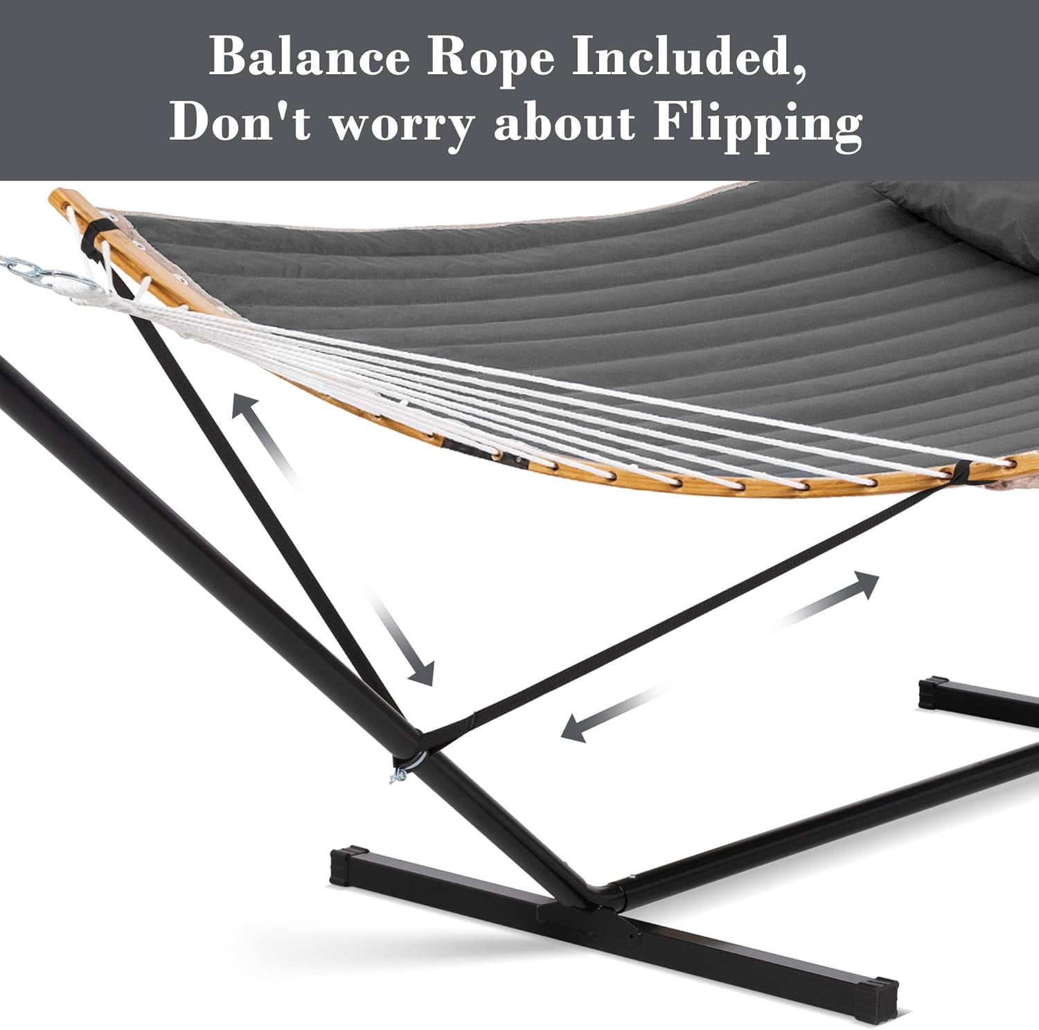 SUNCREAT Double Portable Hammock with Stand (2 Person, Dark Gray, 55 in) s08ib