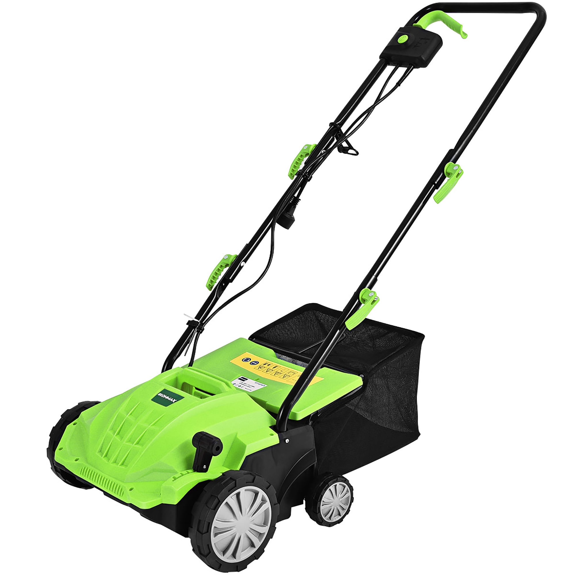 Costway 13-inch 12A Corded Electric Lawn Dethatcher and Scarifier with 11-Gallon Collection Bag (Green) jhsyi