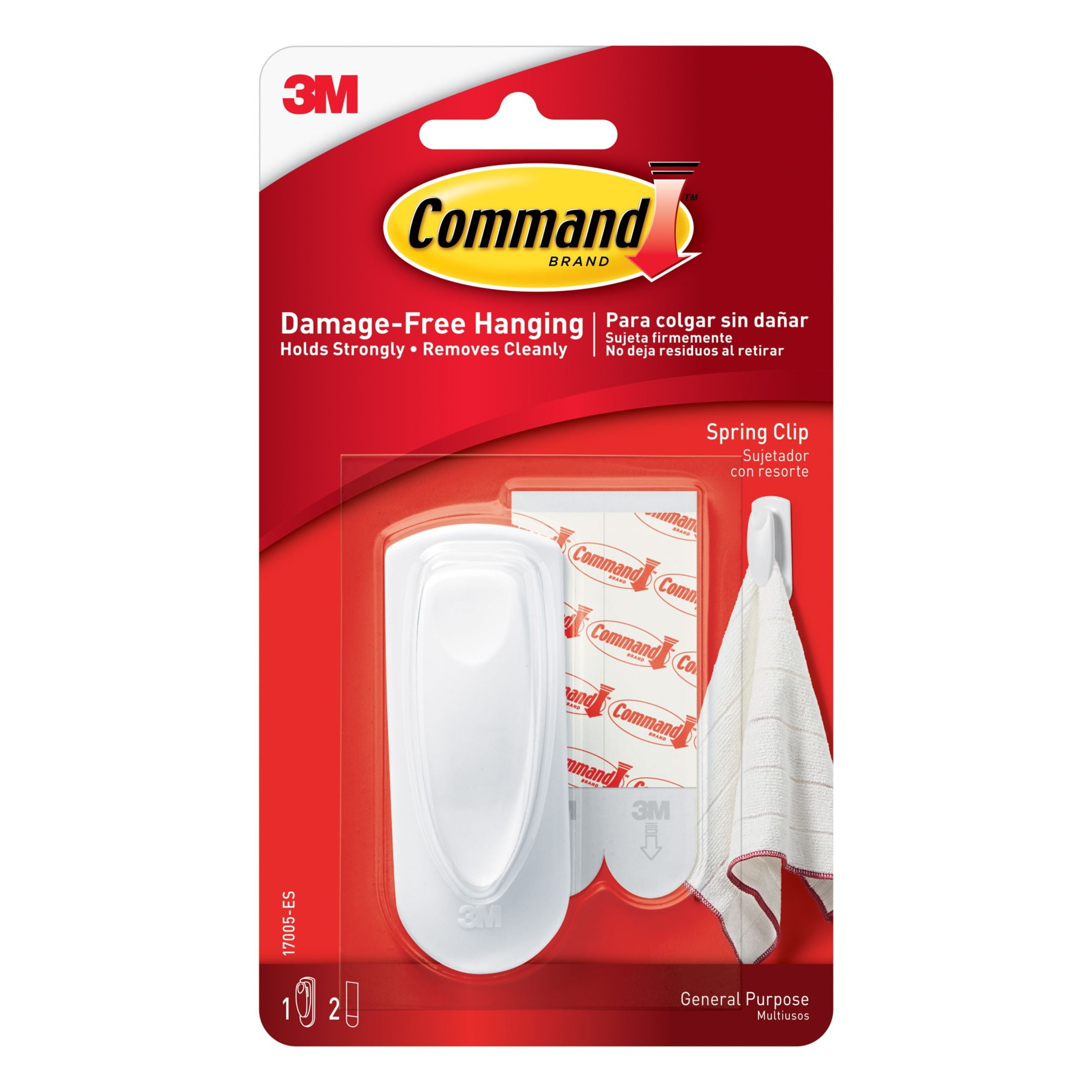 Command Spring Clip Wall Organizer for Kitchen and Home (White, 1 Pack) 3oeyk