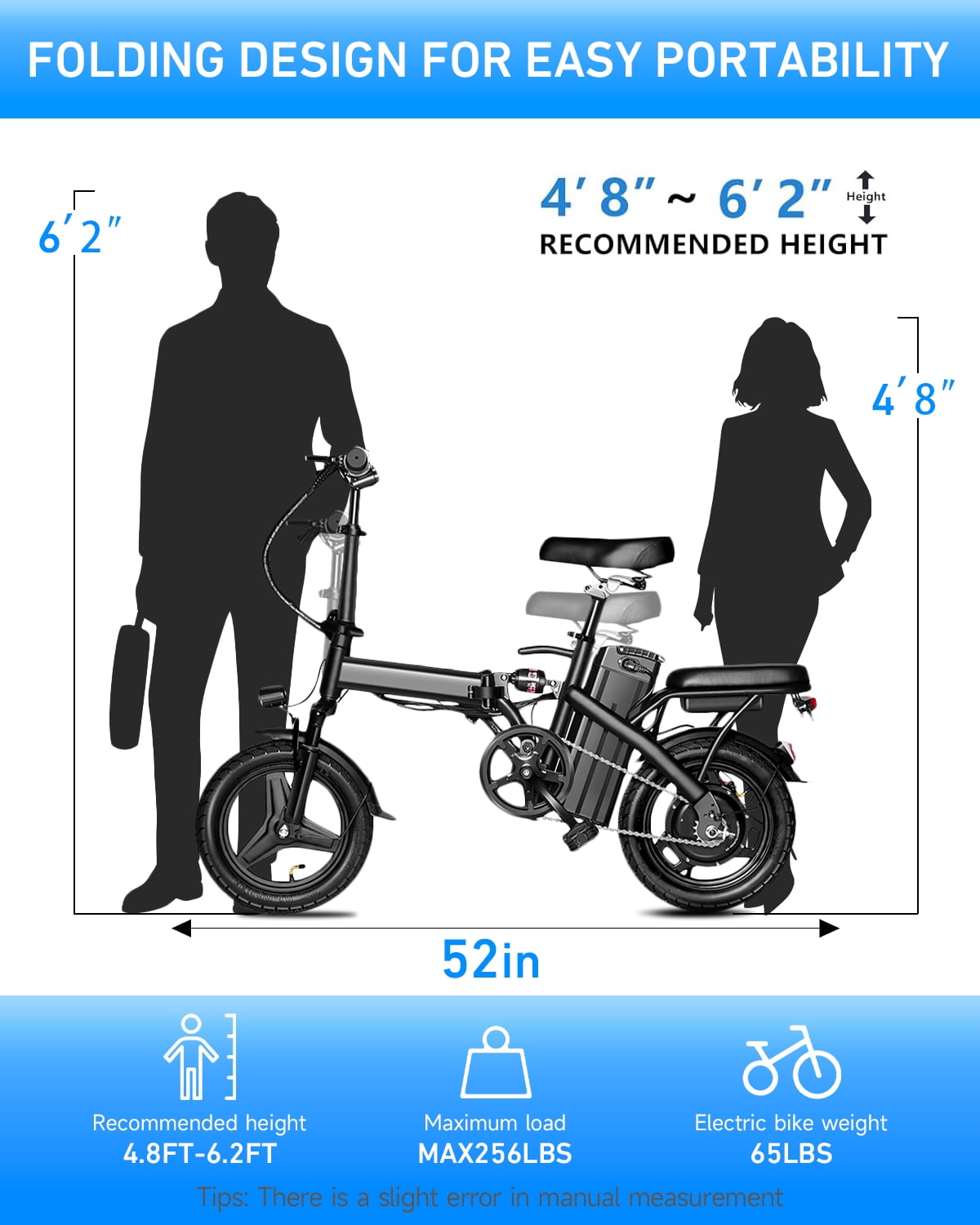 XKJQTA Electric Bike for Adults, 500W Brushless Motor Commuter Ebike with Removable Battery (Black, One Size) rpi4j