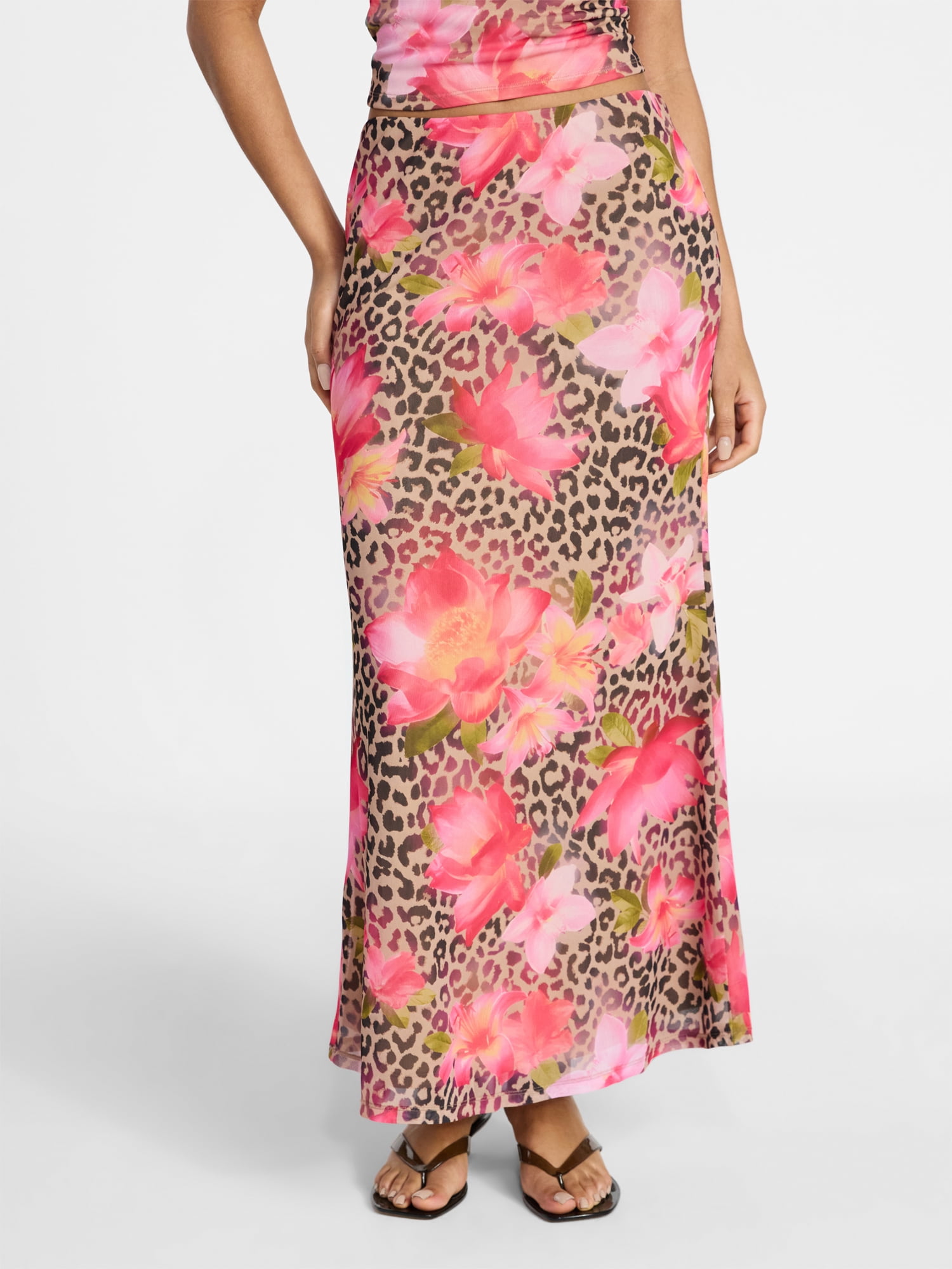 No Boundaries Women's Mesh Maxi Skirt (Allover Print, XXS-XXL) o9fp1