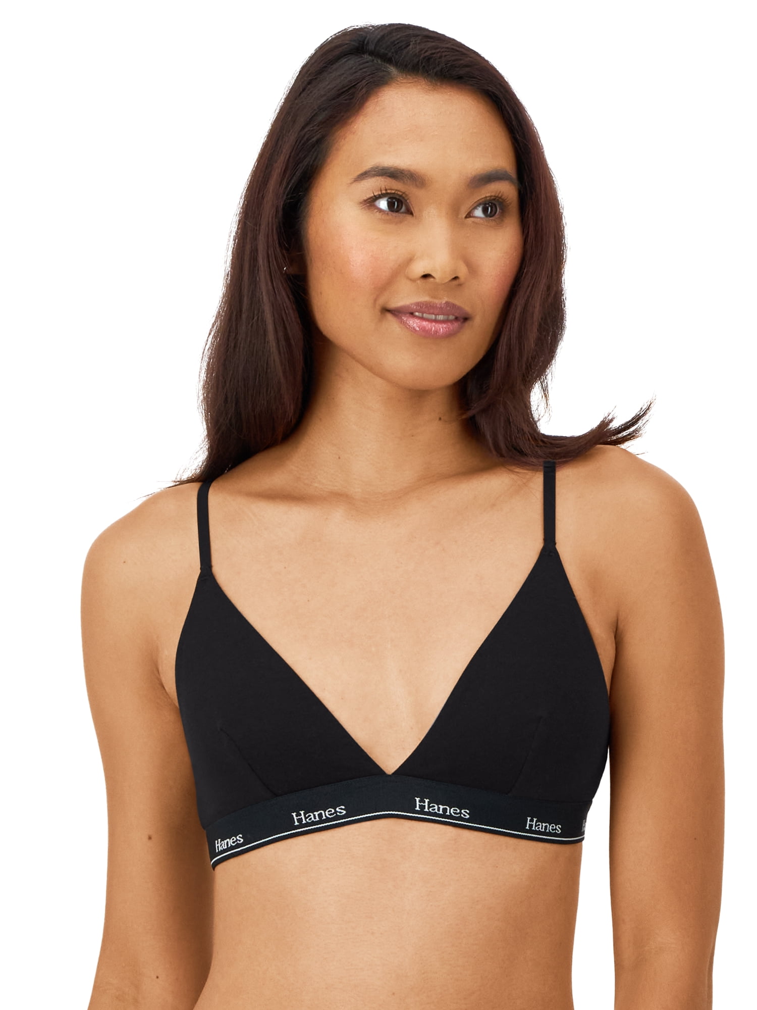 Hanes Originals Women's Stretch Triangle Bralette (Black, 2-Pack) adw5c