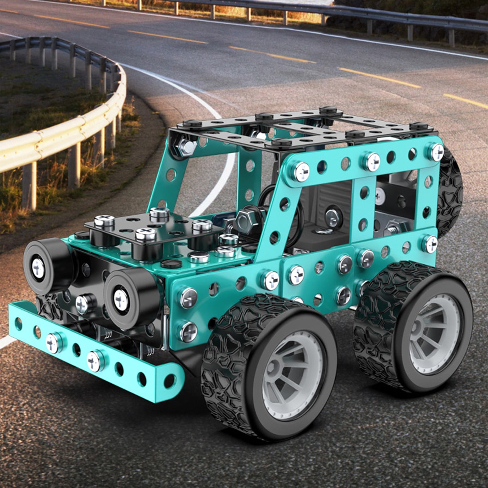 RKZDSR STEM Metal Model Car Building Kit, DIY Educational Erector Set for Kids (190 Pieces, 4.9 in L x 3.74 in W x 2.95 in H) 3ws36