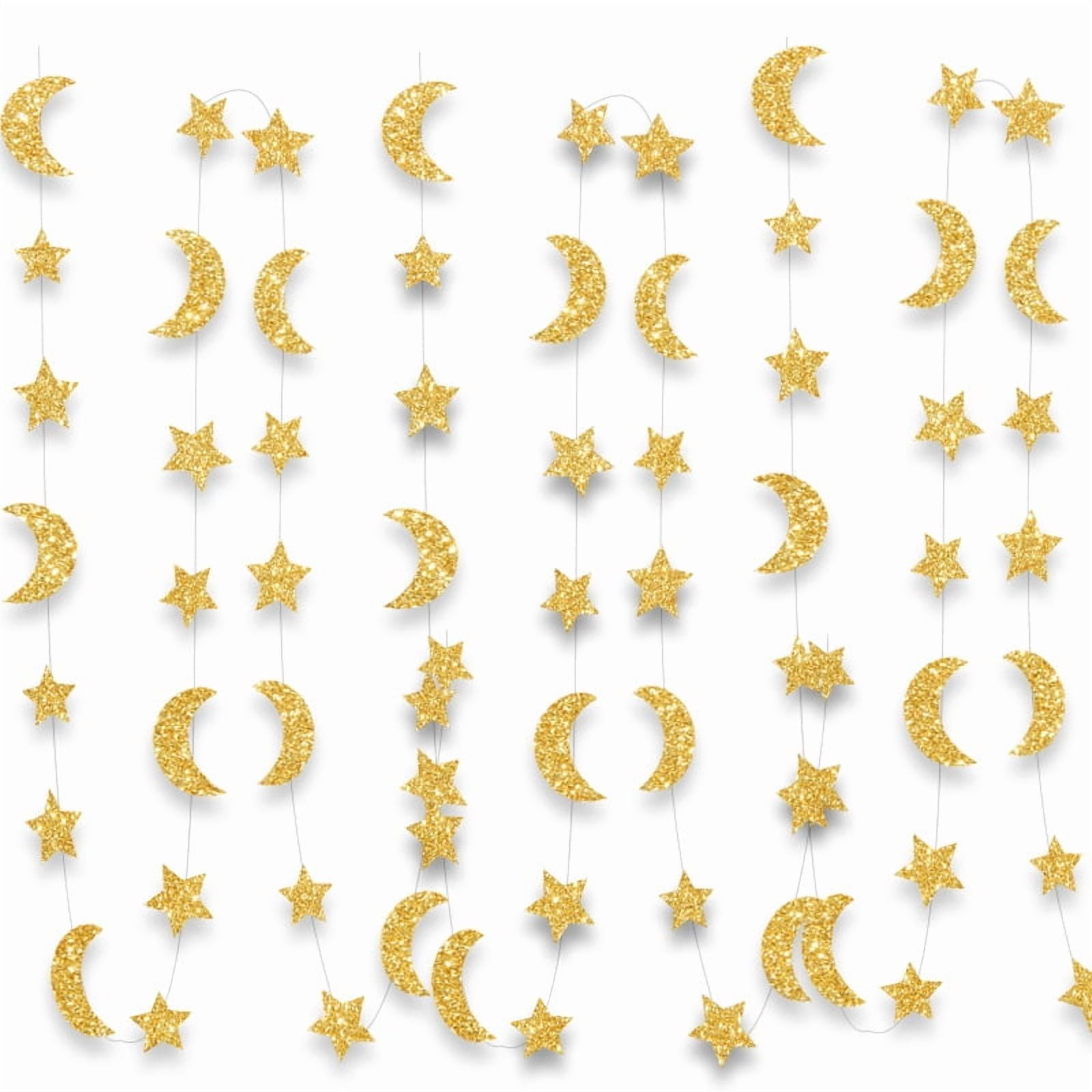 MRLESS Star and Moon Paper Garland Banner Hanging Decoration for Party (Gold, 13 ft) a787x