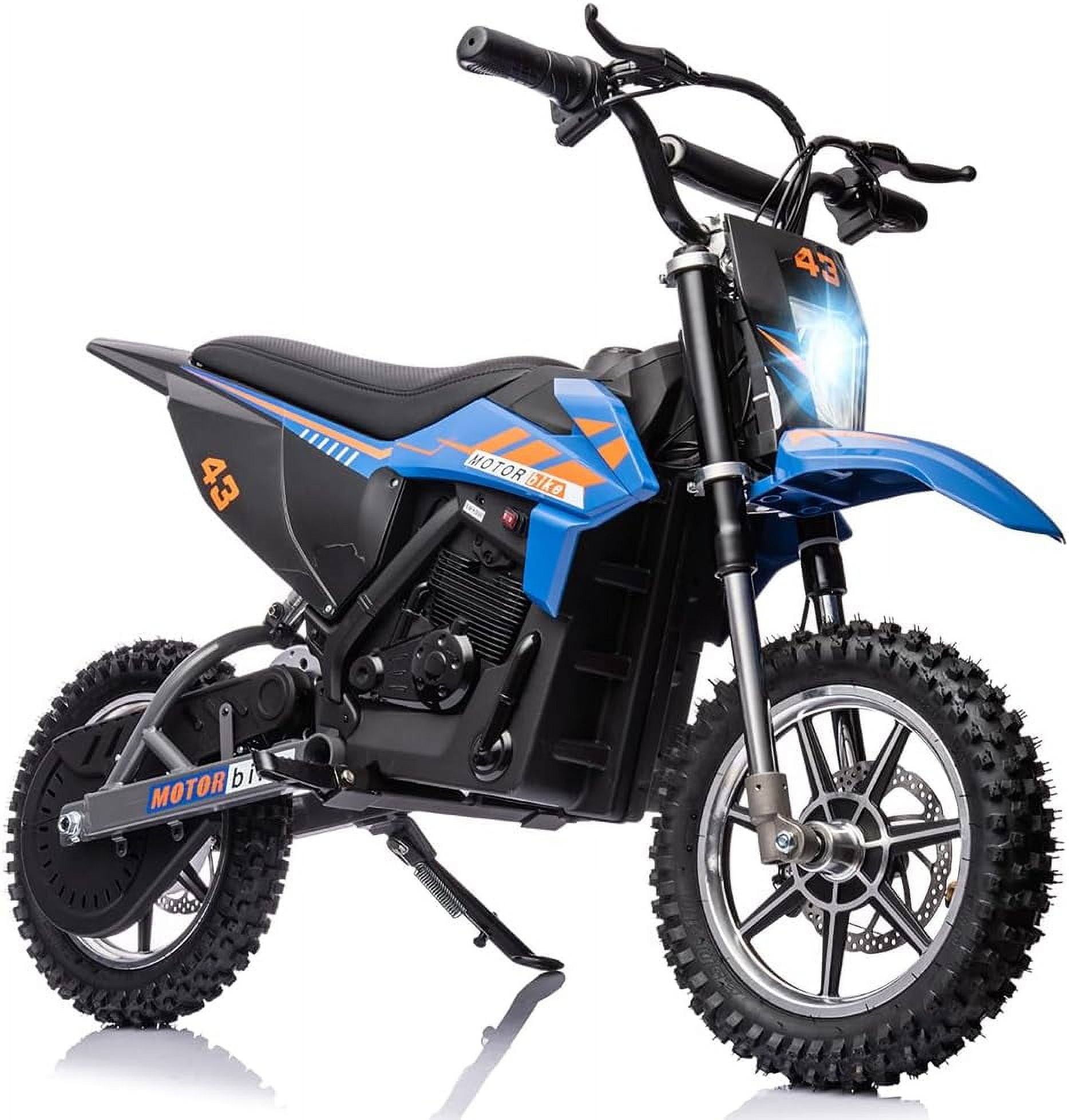 Jojoka Electric Dirt Bike for Kids, 500W Motor Off-Road Motorcycle with LED Headlight and Leather Seat (Blue, 175 lb Max Load) 052b8