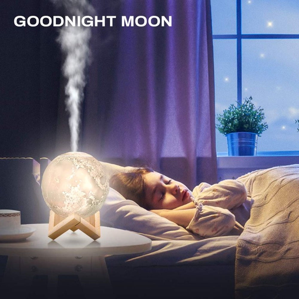 Dsseng Moon Lamp Humidifier 3-in-1 Ultrasonic Cool Mist Diffuser with 8-Color LED Night Light (Yellow, 28 fl oz) wh1sb
