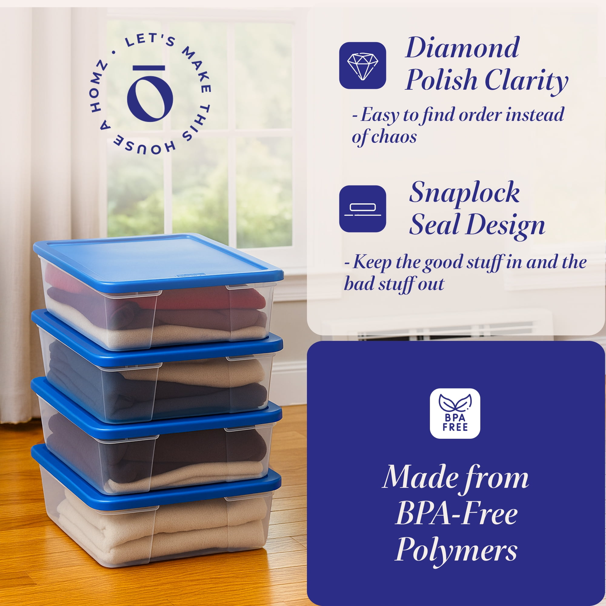 Homz Snaplock Plastic Storage Container Bin with Latching Lid (Clear, 28 qt, 4 Pack) zbzb6