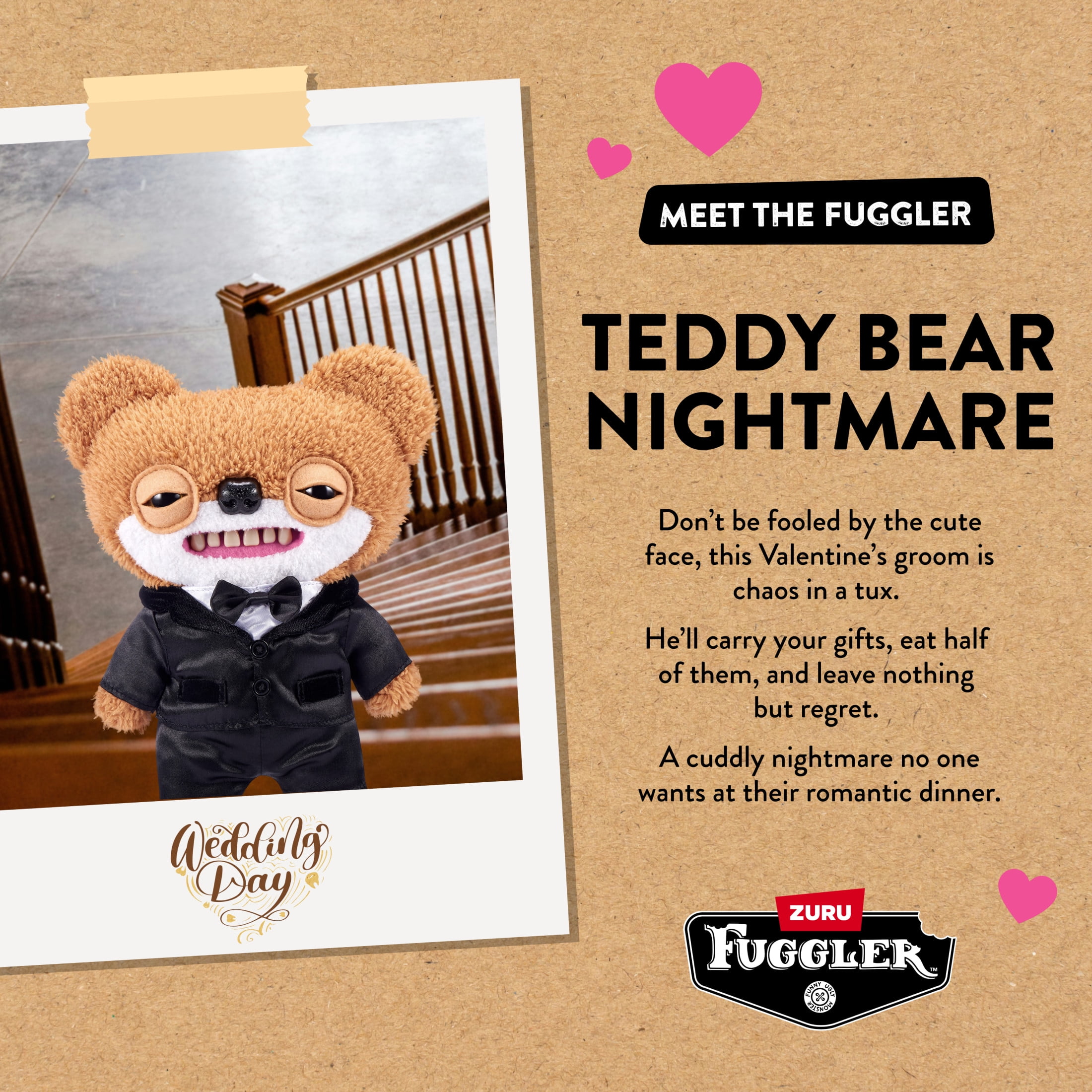 Fuggler Wedding Fuggs Plush Toy Set, Funny Ugly Monster Stuffed Animals (2-Pack, 9 in) bgynh