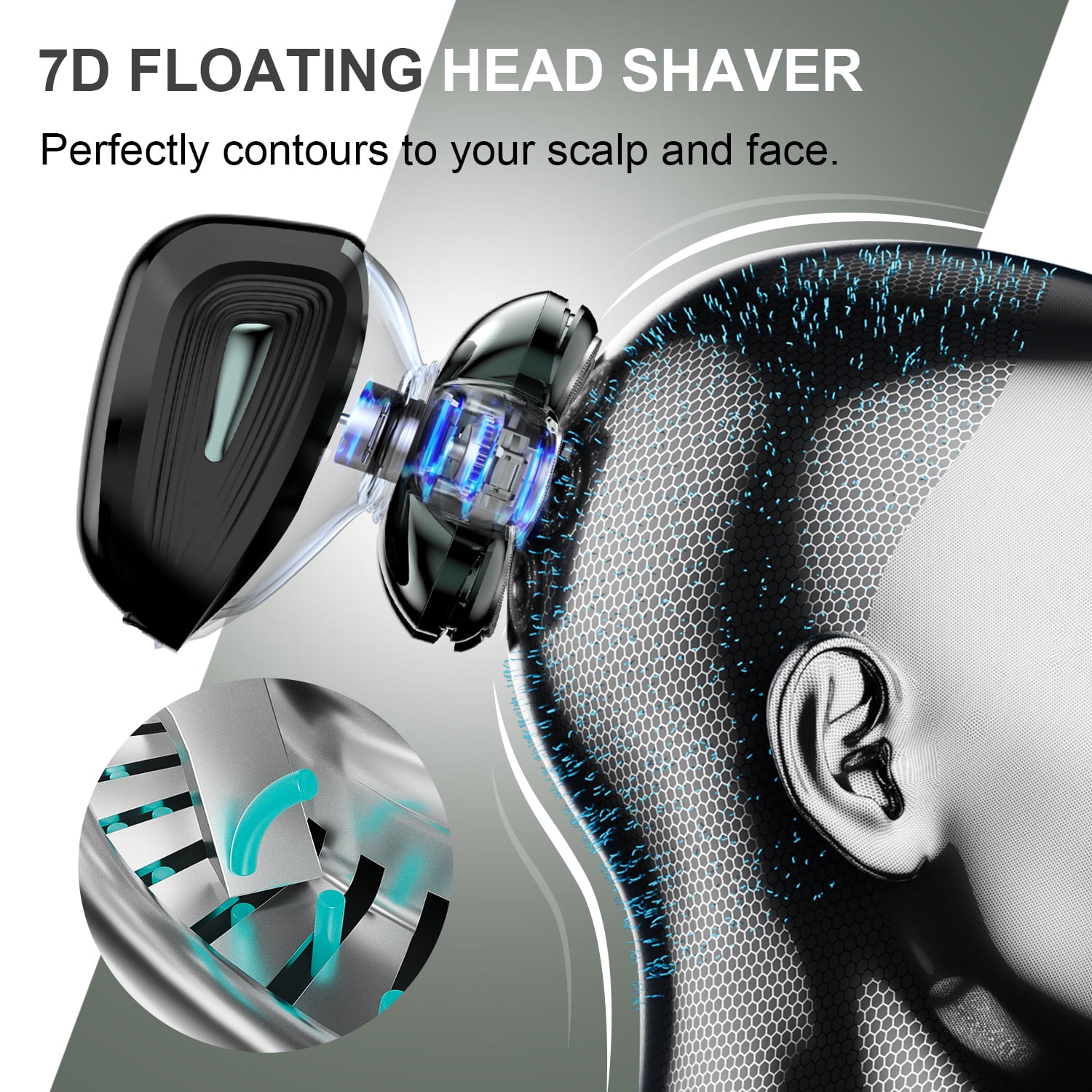 Nogroa 7D Electric Head Shaver for Bald Men, Cordless Rechargeable Wet & Dry Grooming Kit with LED Display (Black, 1 Count) ekbxc