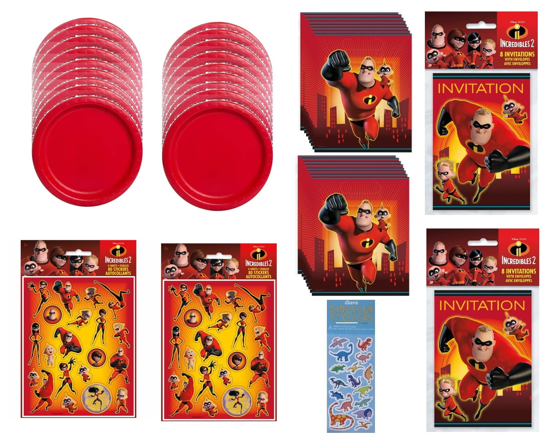 Unique Incredibles Birthday Party Deluxe Supply Set (16-Piece Tableware and Favor Bundle) yyqjd