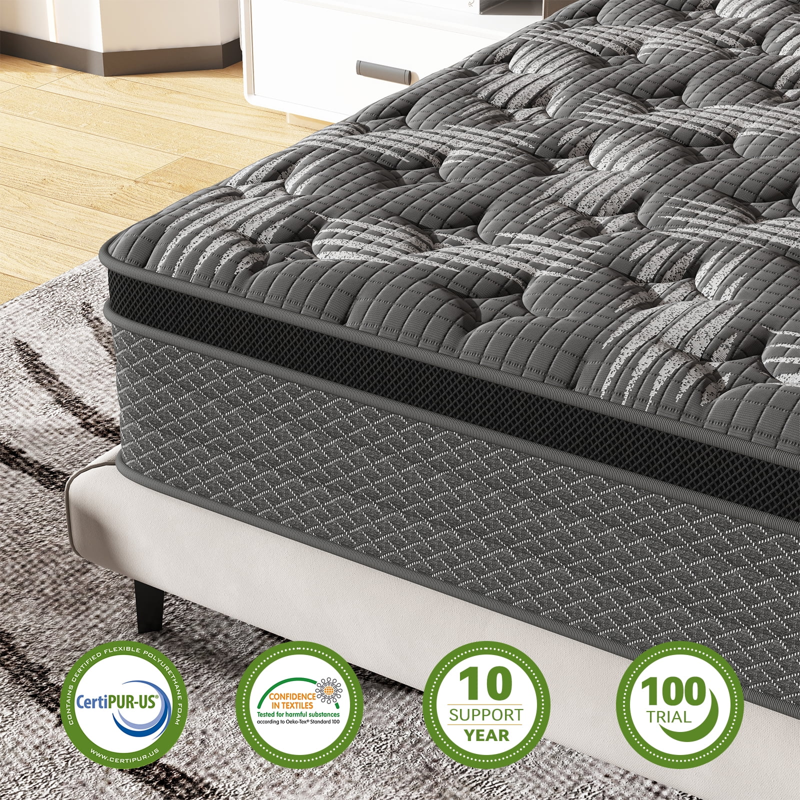 Nisien Queen Hybrid Mattress, Gel Memory Foam and Pocket Spring Innerspring Mattress for Pressure Relief (Medium Firm, 60 in x 80 in x 12 in) 9ch0p