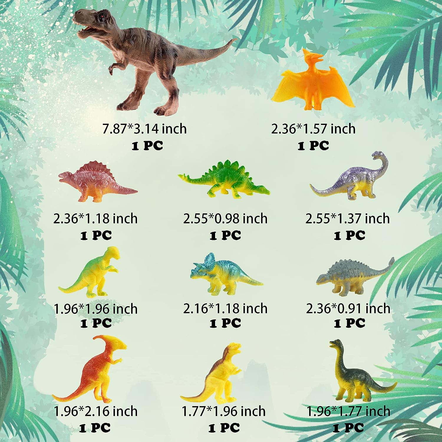 Qoadwem Dinosaur Toy Figures and Model Trees Set for Cake Toppers and Party Decorations (41 Piece Set) fbaai