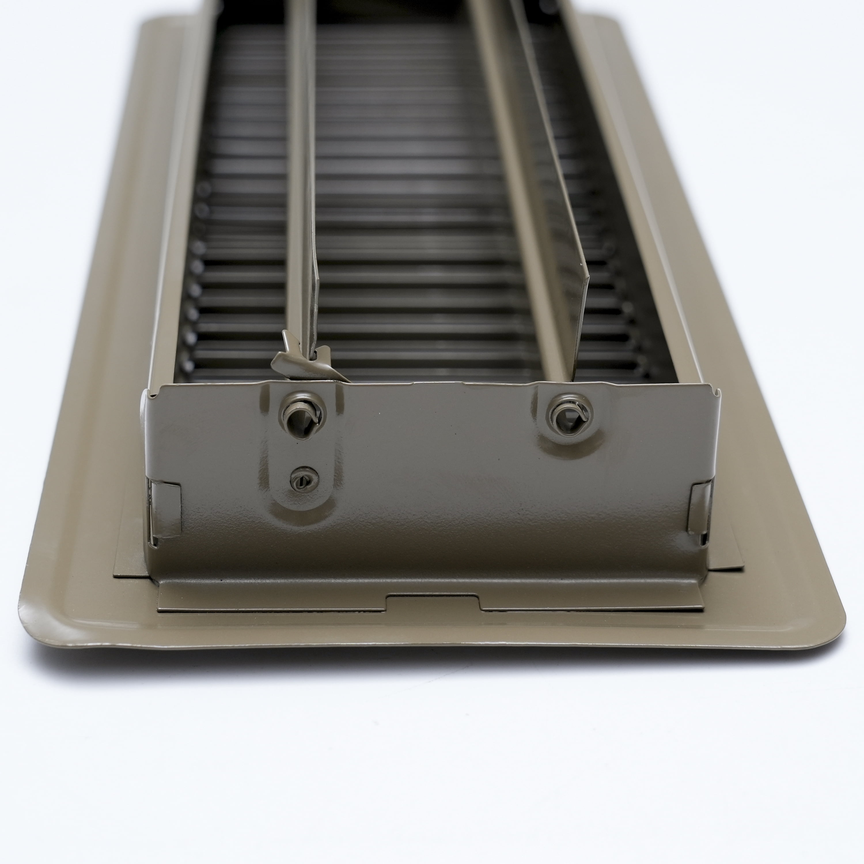 Handua Floor Register Vent Cover, Heavy Duty Steel Louvered Grille with Adjustable Damper (Brown, 4 in x 10 in) vlnss