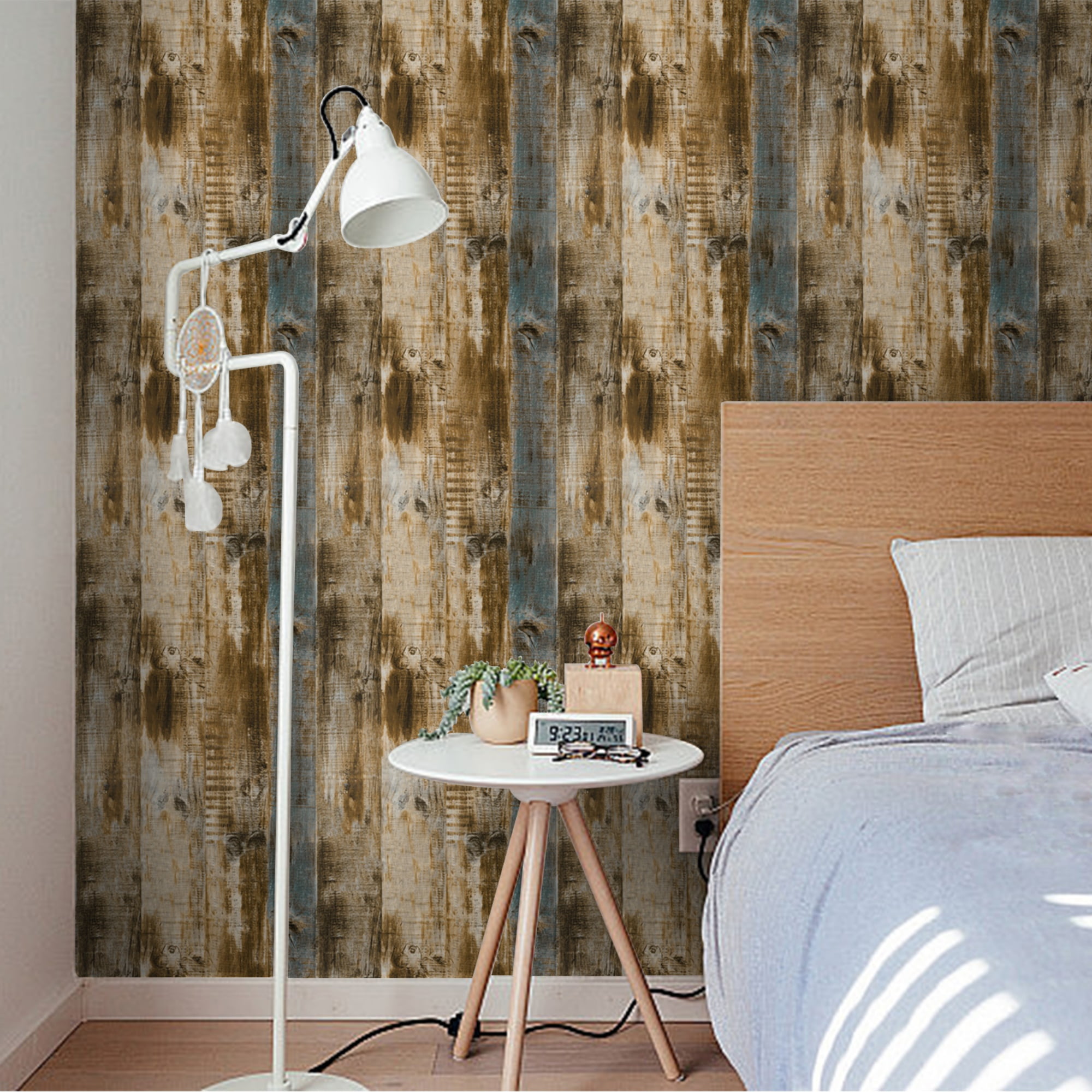Abyssaly Wood Grain Peel and Stick Wallpaper, Waterproof Self-Adhesive Decorative Contact Paper for Home Decor (Brown, 17.7 in x 118 in) wmhb9