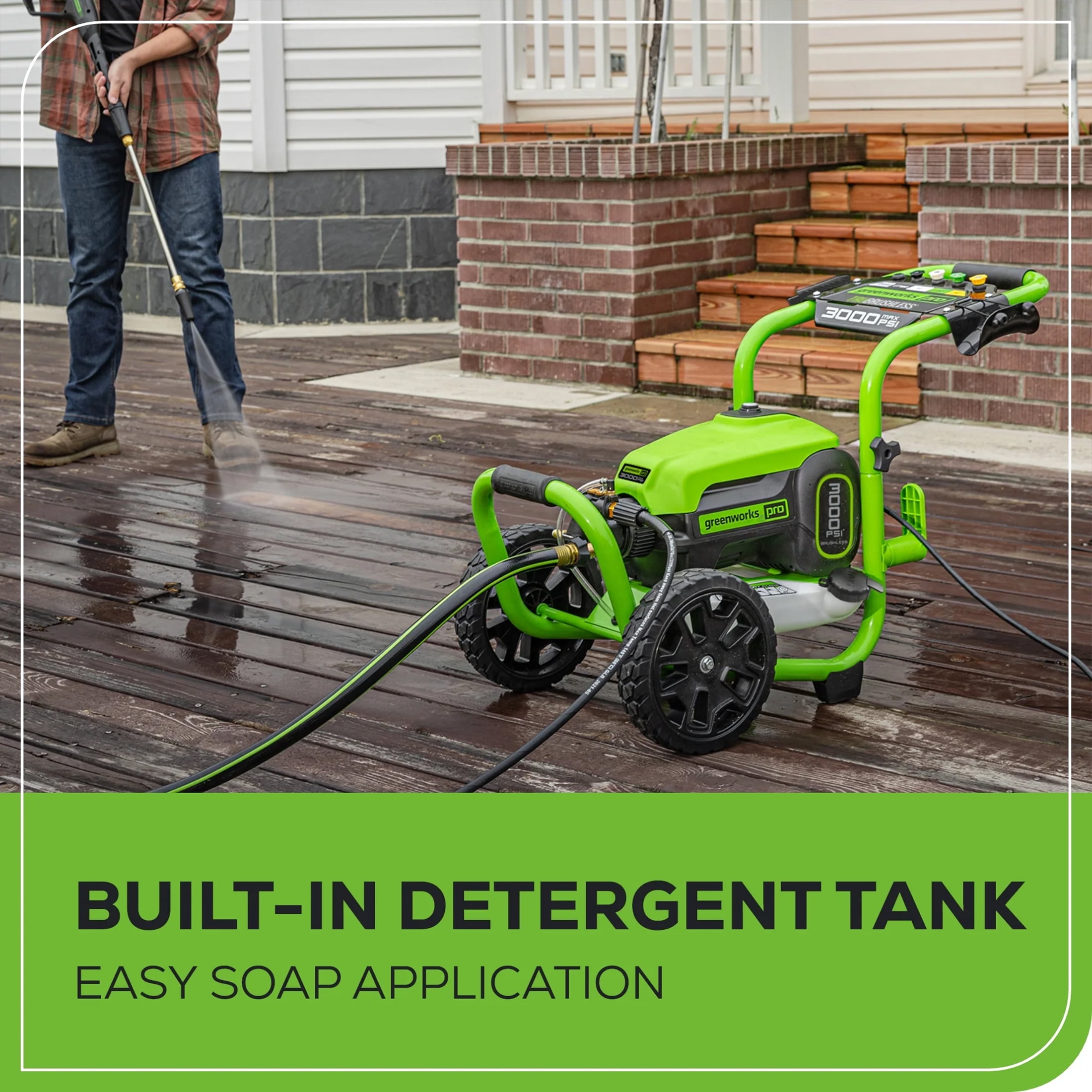 Greenworks 3000 PSI Electric Pressure Washer with TruBrushless Motor and Jettflow Technology (3000 PSI, 1.1 GPM) c9968