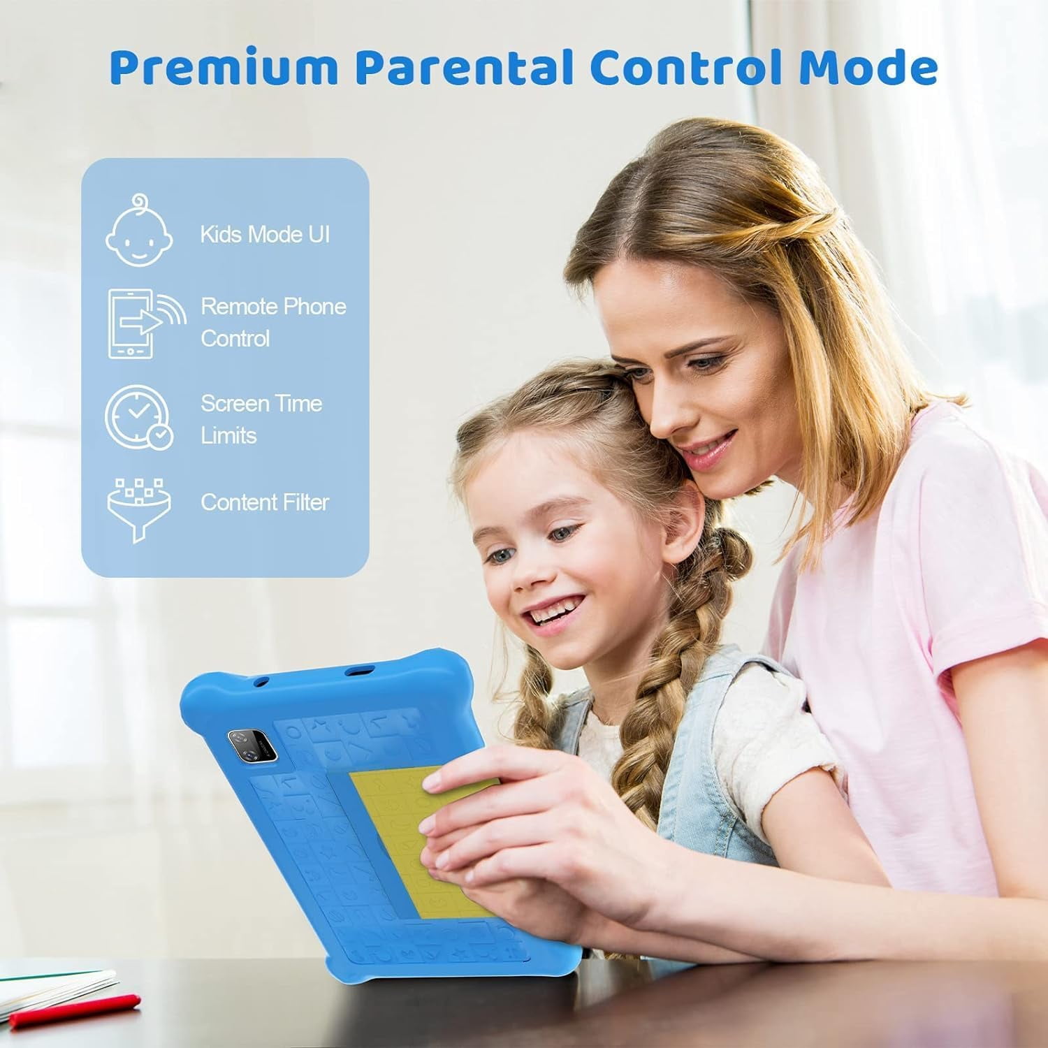 AEEZO 7 in Kids Learning Tablet with Protective Case, Android 13, 32GB Storage, Educational Apps (Blue, 7 in) c7uc1