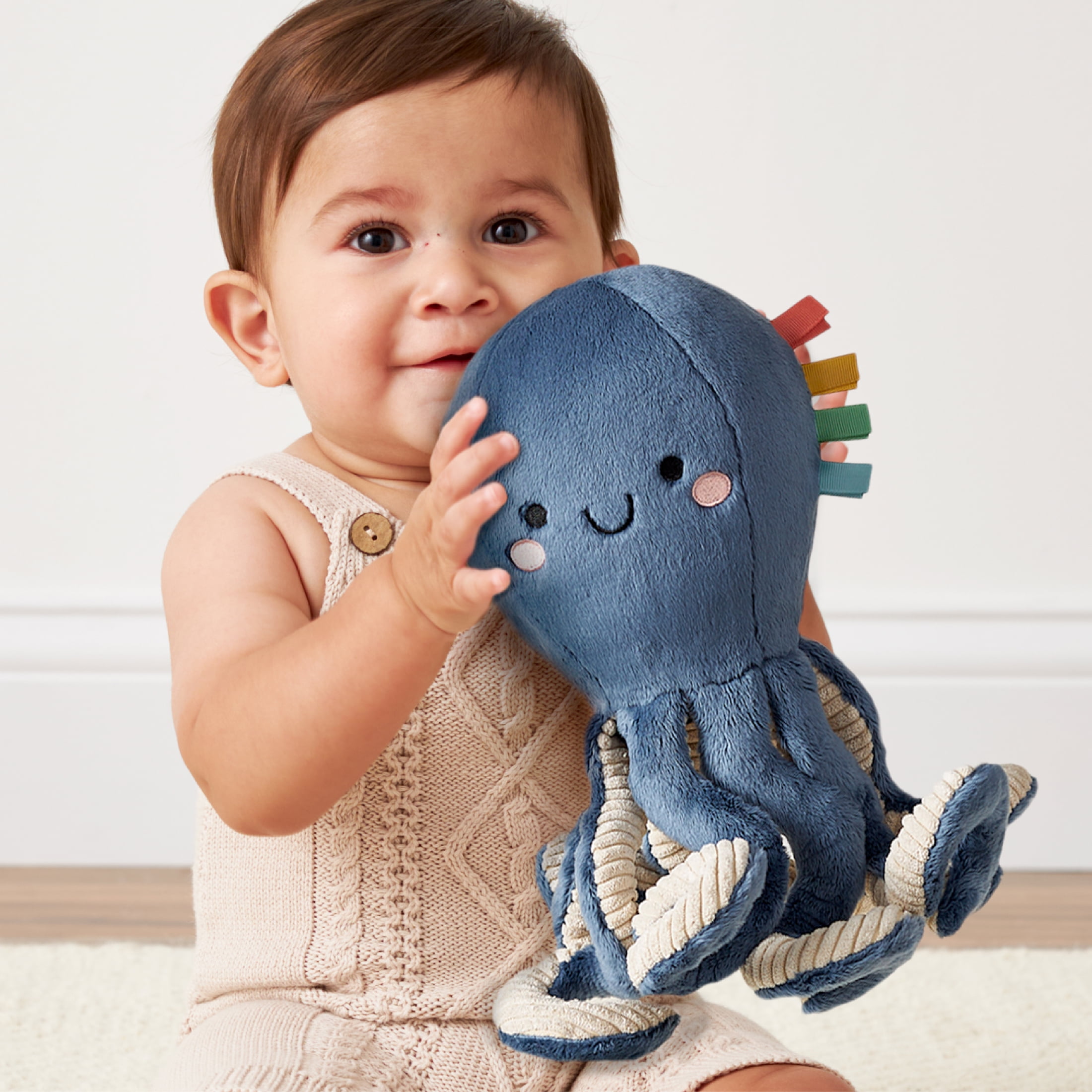 Itzy Ritzy Sweetie Snuggles Plush Octopus Sensory Toy (Blue, 10 in) j9f8u