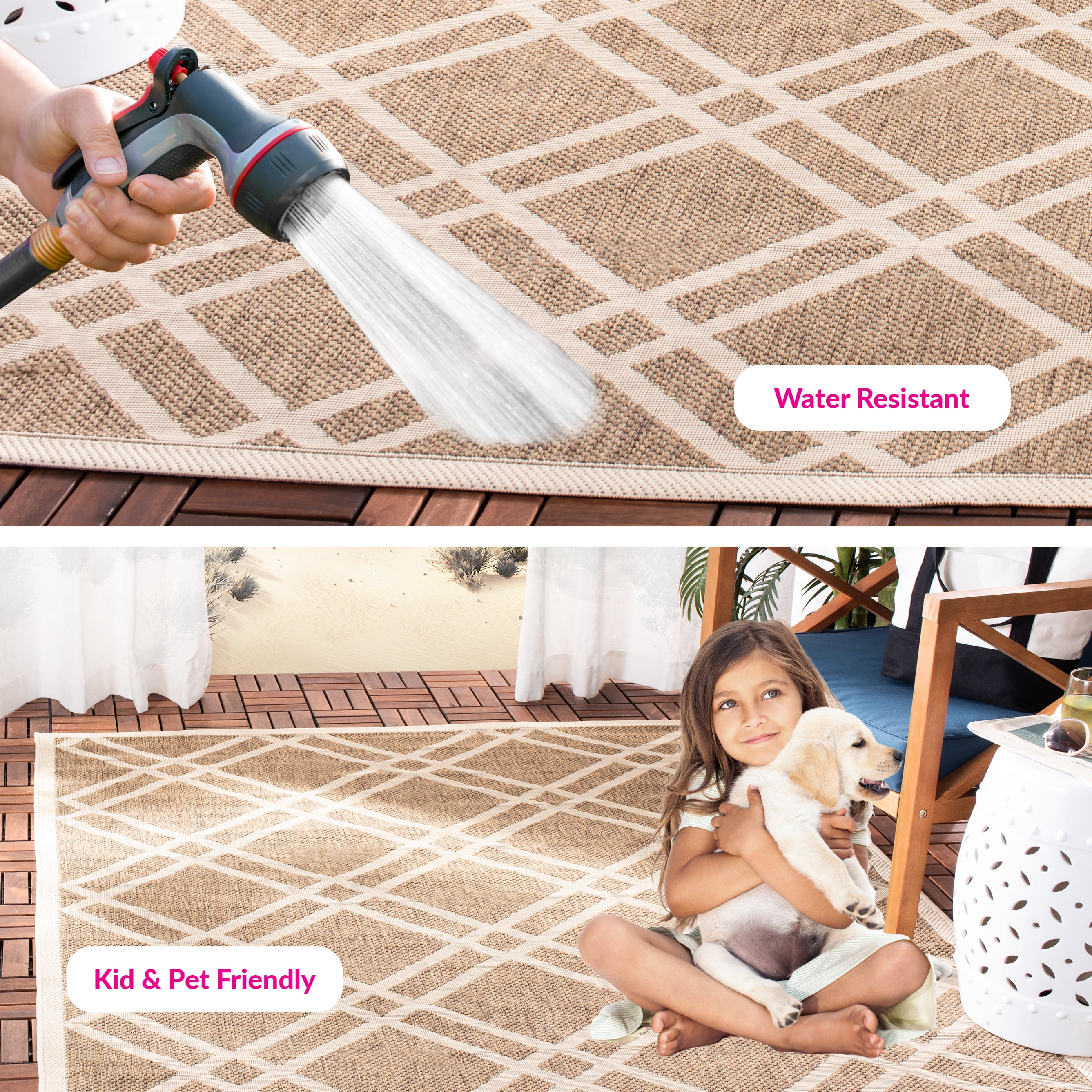 Safavieh Courtyard Jasper Geometric Indoor/Outdoor Area Rug (Brown/Bone, 5 ft 3 in x 7 ft 7 in) srv4q