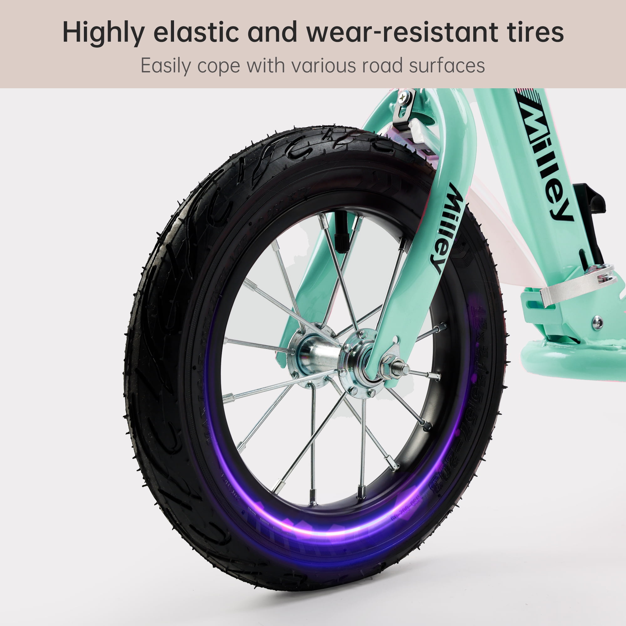 Bruce & Shark Foldable Commuter Kick Scooter with 12 in Air Tires (Pink) 8zp8t
