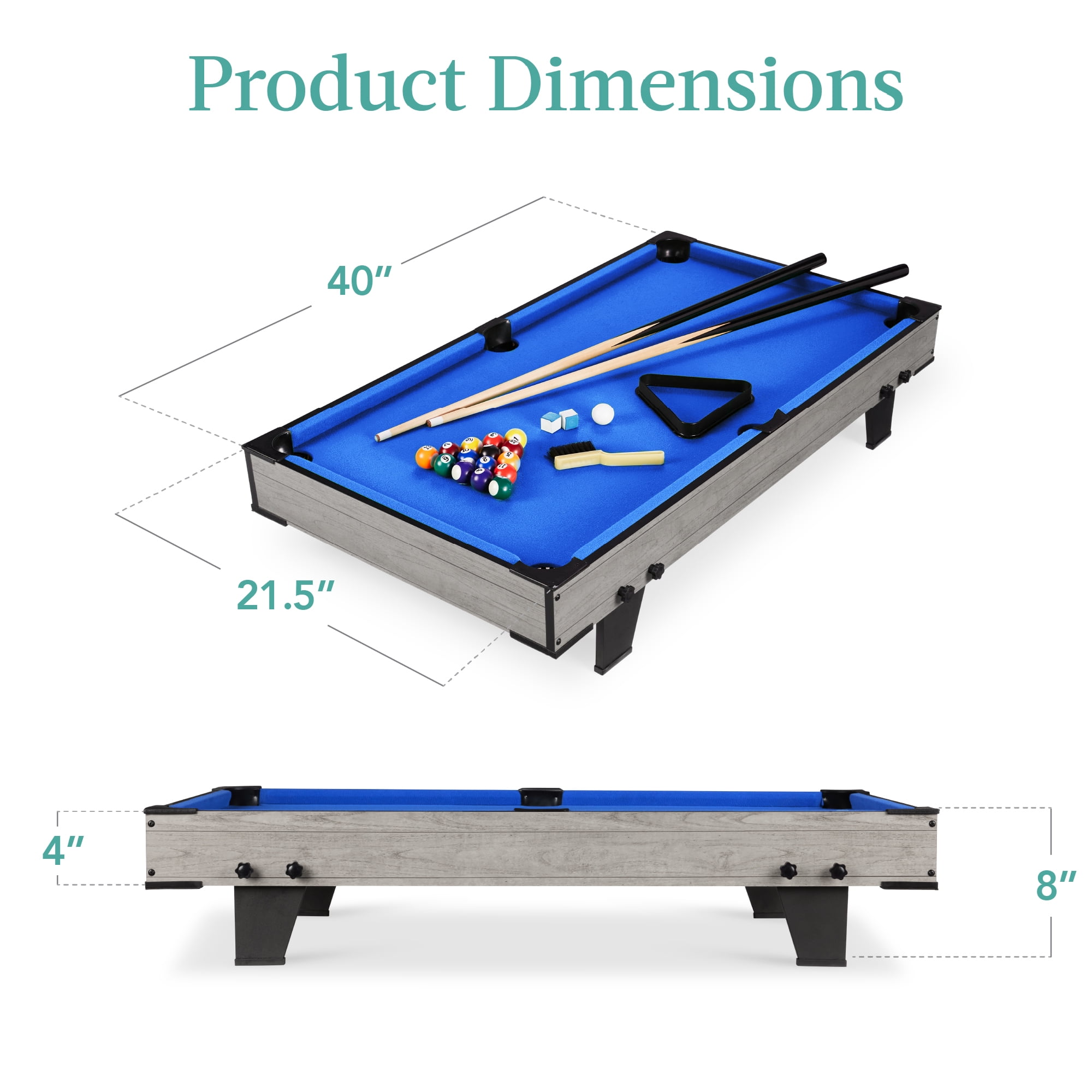 Best Choice Products Tabletop Billiard Table, Compact Pool Game Set with Accessories (Gray, 40 in) v7xdi