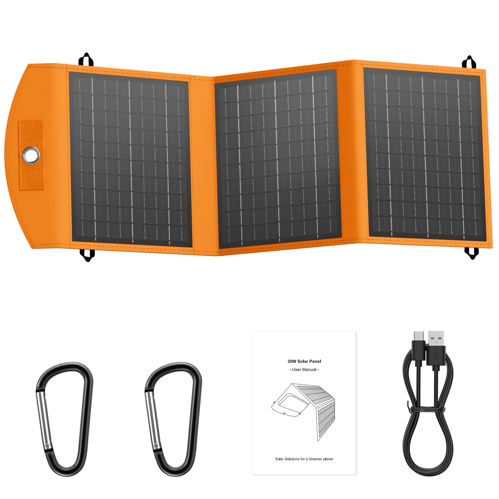 Yelomin 30W Portable Solar Panel Charger Foldable Waterproof Power Station with USB and Type-C Ports (Black, 2.4 lb) f1e5o