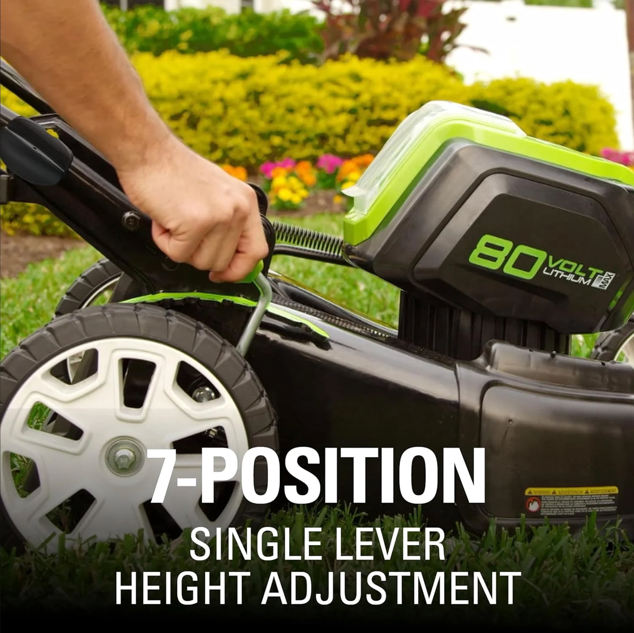 Greenworks 80V 21-inch Cordless Push Lawn Mower with Two 2.0Ah Batteries and Charger (21 in) hkh1c