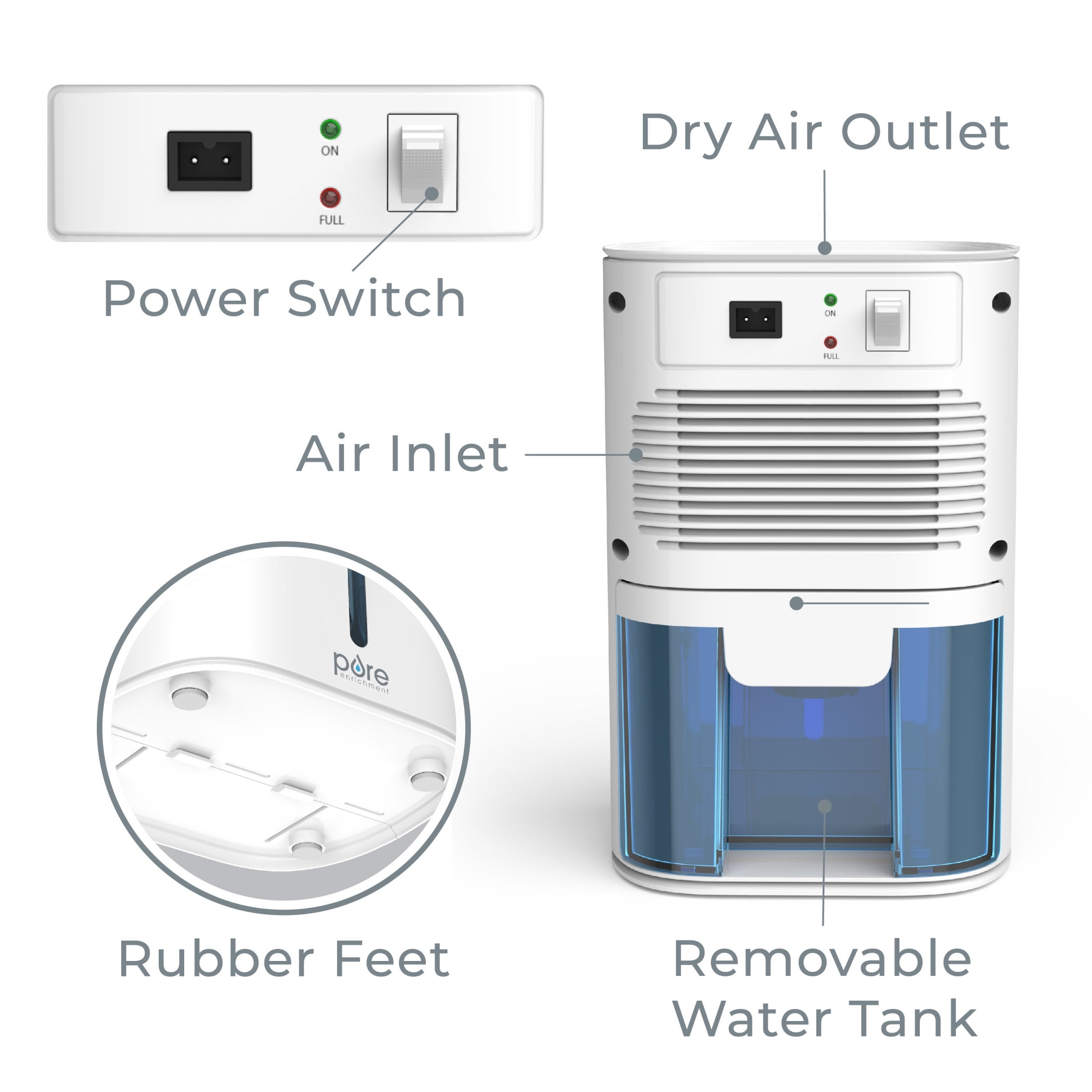 Pure Enrichment PureDry Mini Dehumidifier (White, 27 oz) apb9a