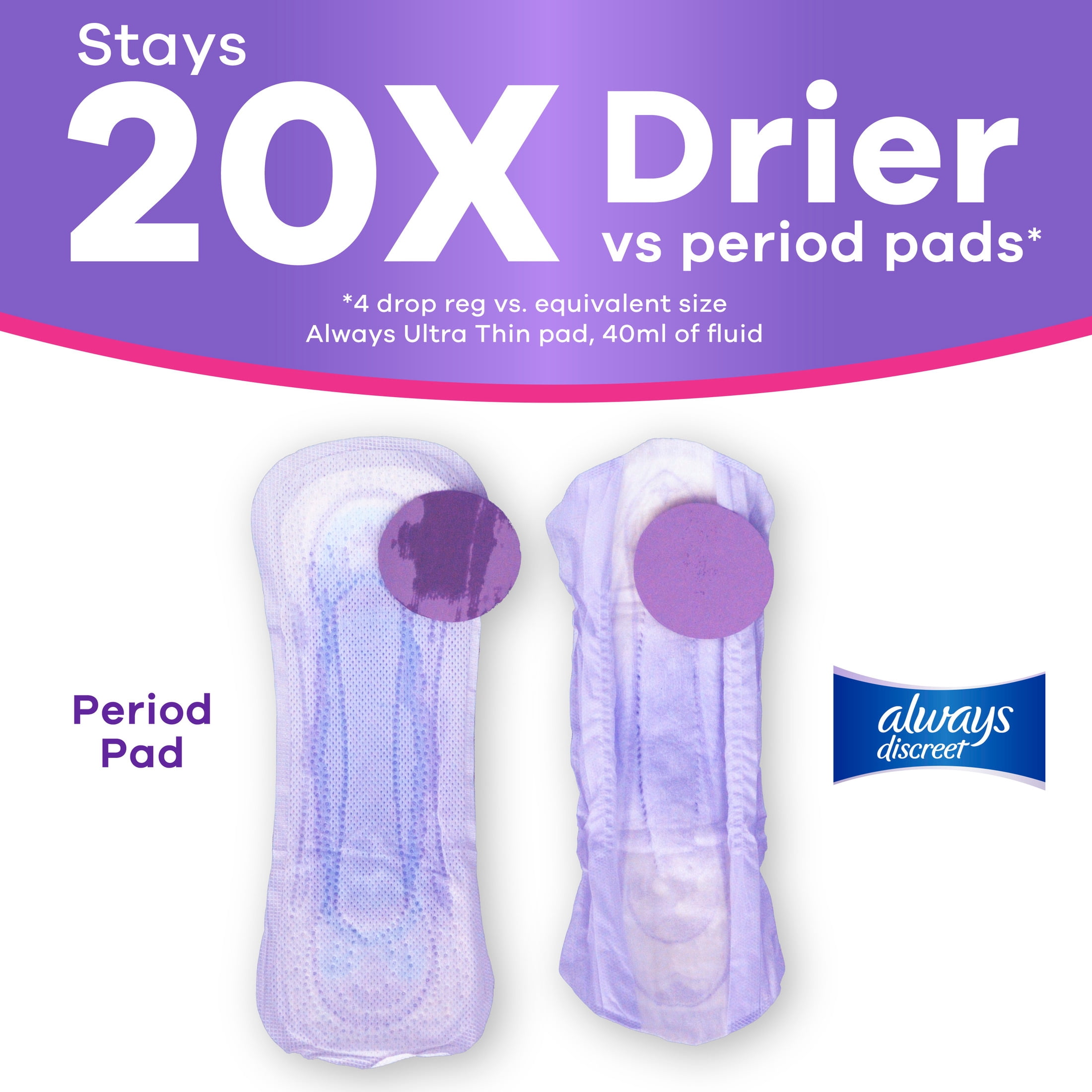 Always Discreet Incontinence Pads, Moderate Absorbency, Long Length (54 Count) p4zy0