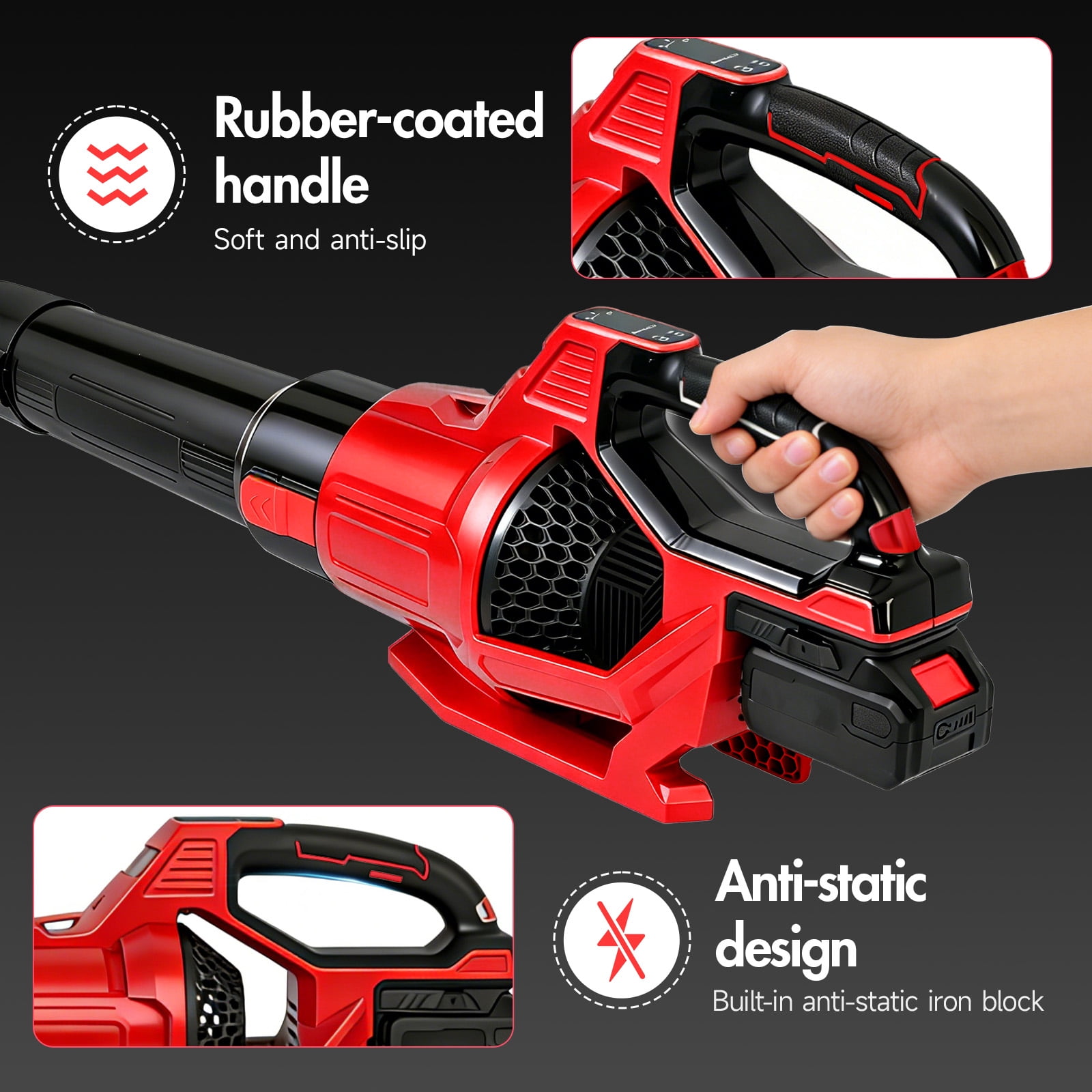 CATGOOD 21V Cordless Leaf Blower 750CFM 280MPH (3-Speed, 2x 4.0Ah Batteries) 3w8y4