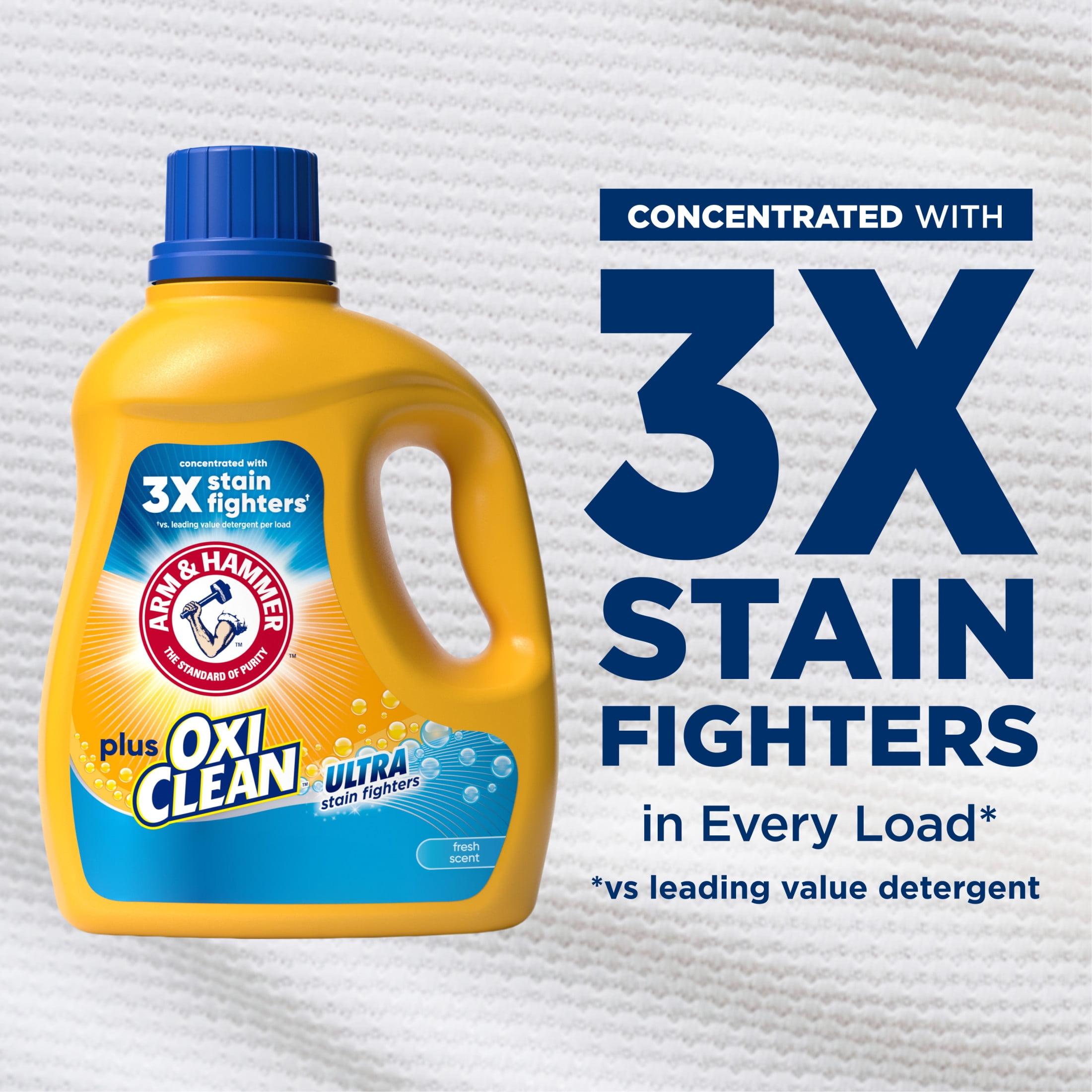 ARM & HAMMER Plus OxiClean Ultra Stain Fighters Liquid Laundry Detergent, Deep Cleaning Fresh Scent (96.2 fl oz) ifi7f